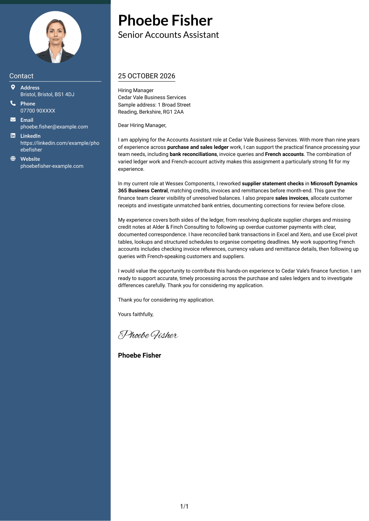 Cover letter example — page 1