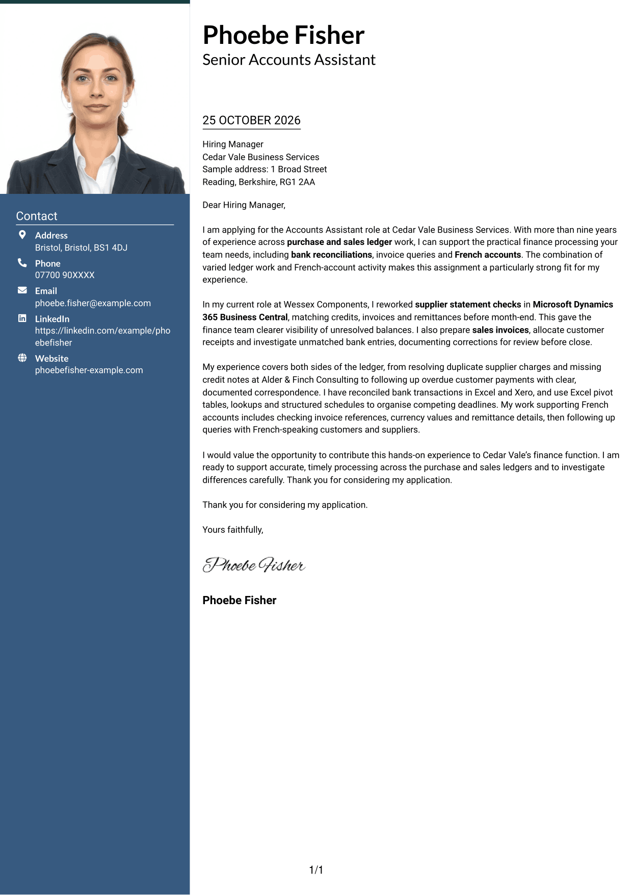 Cover letter example — page 1