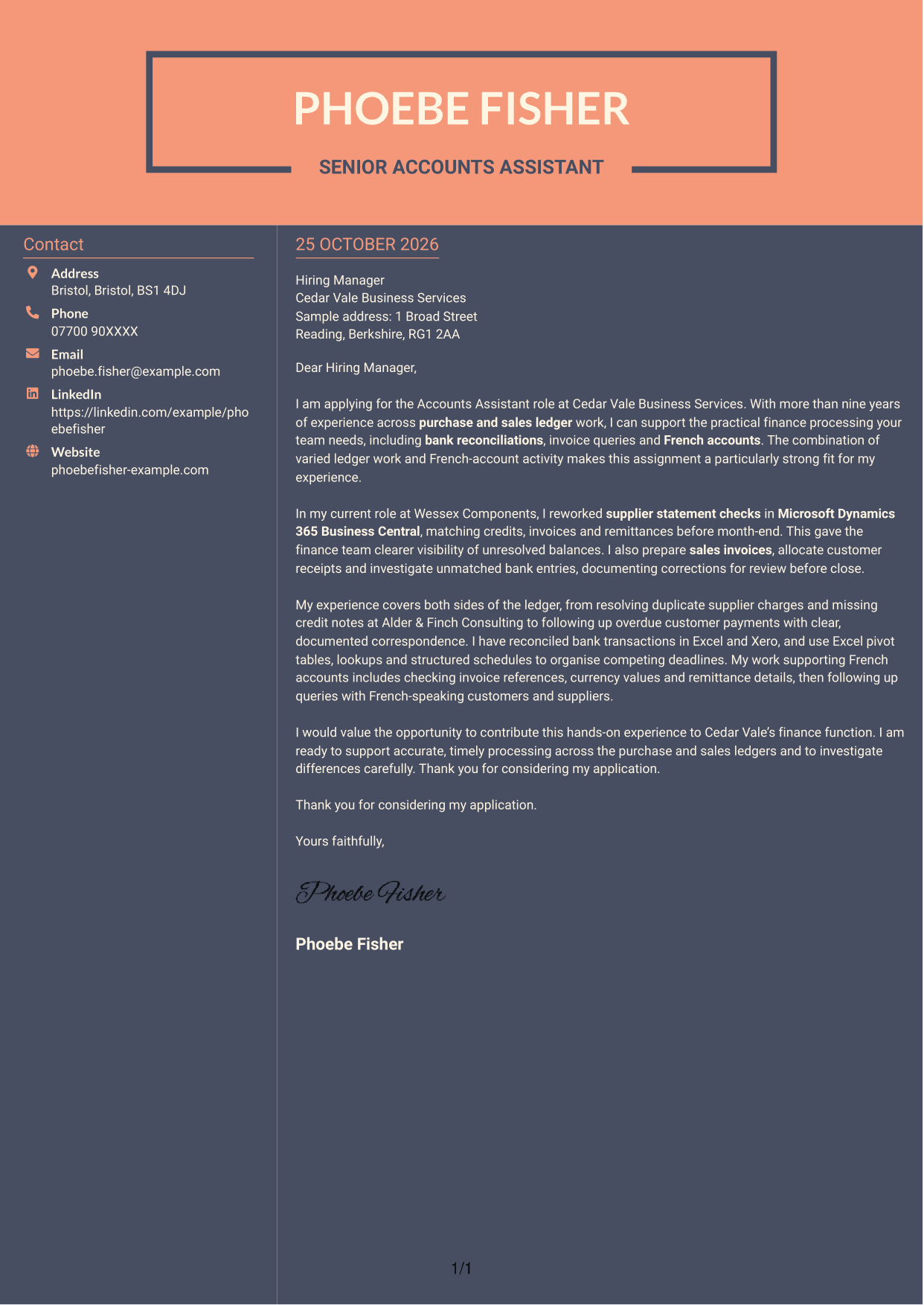 Cover letter example — page 1