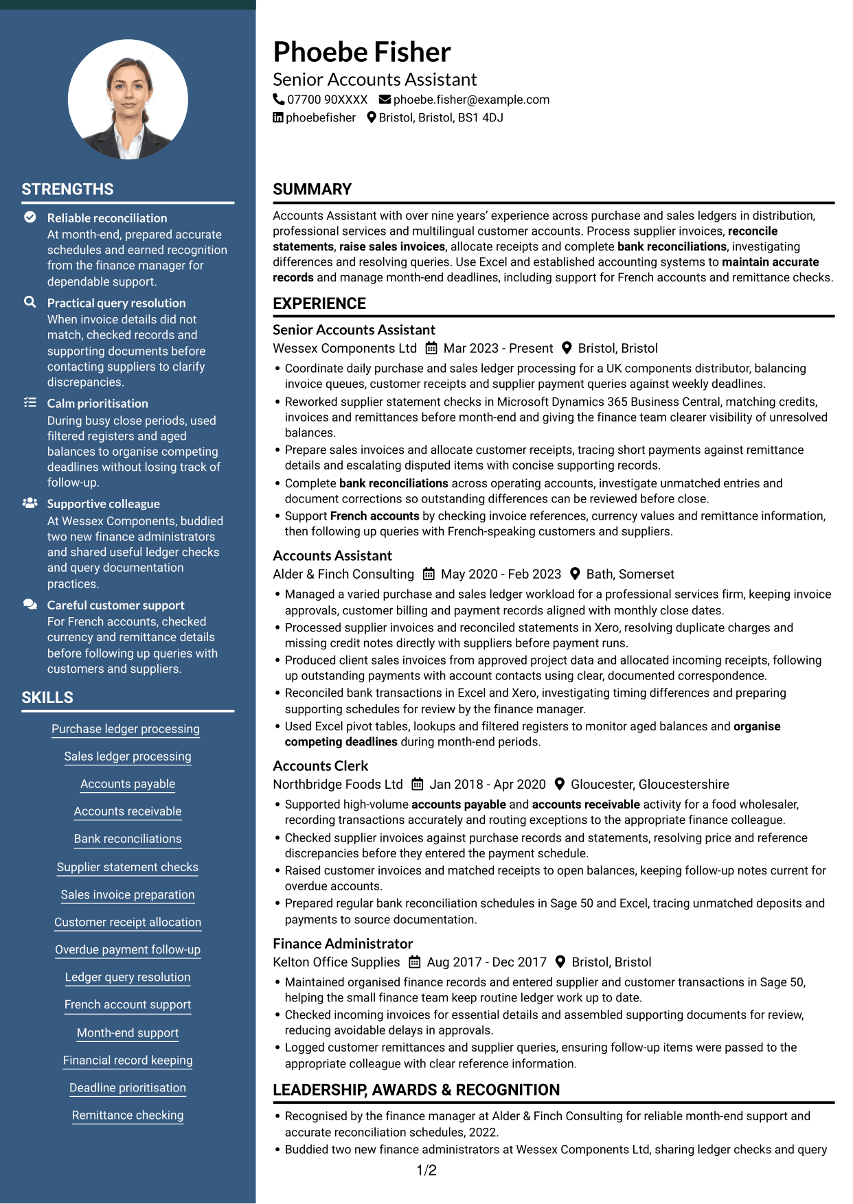 CV example — page 1