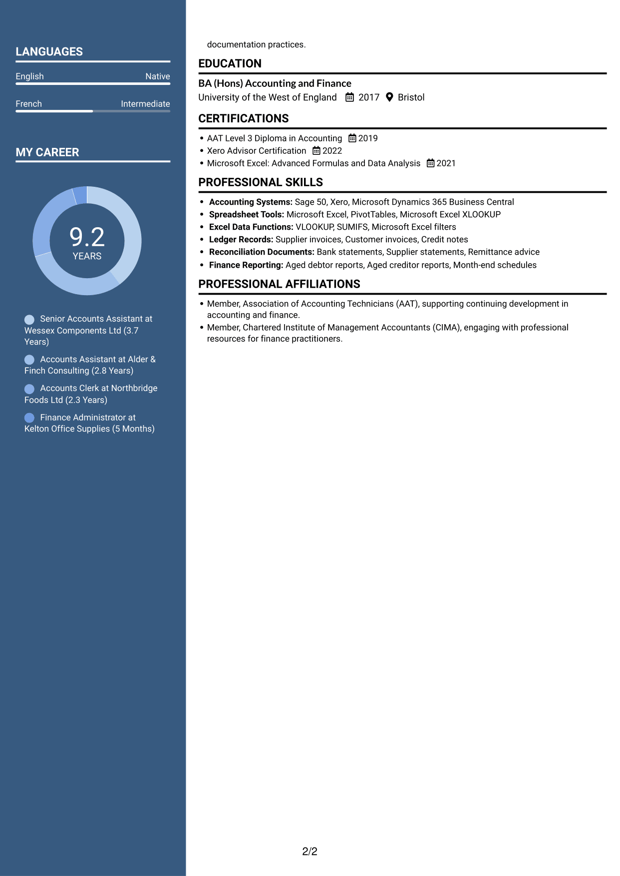 CV example — page 2