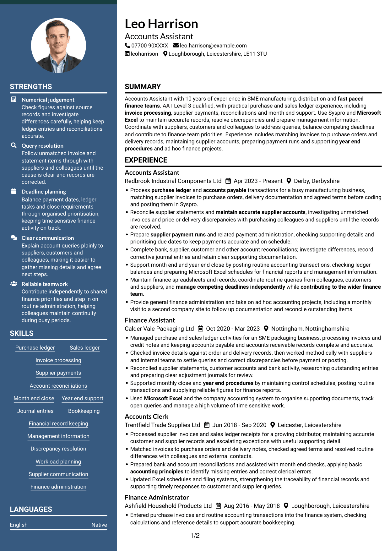 CV example — page 1