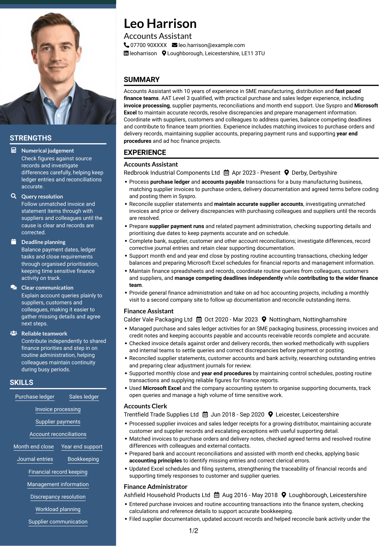 CV example — page 1