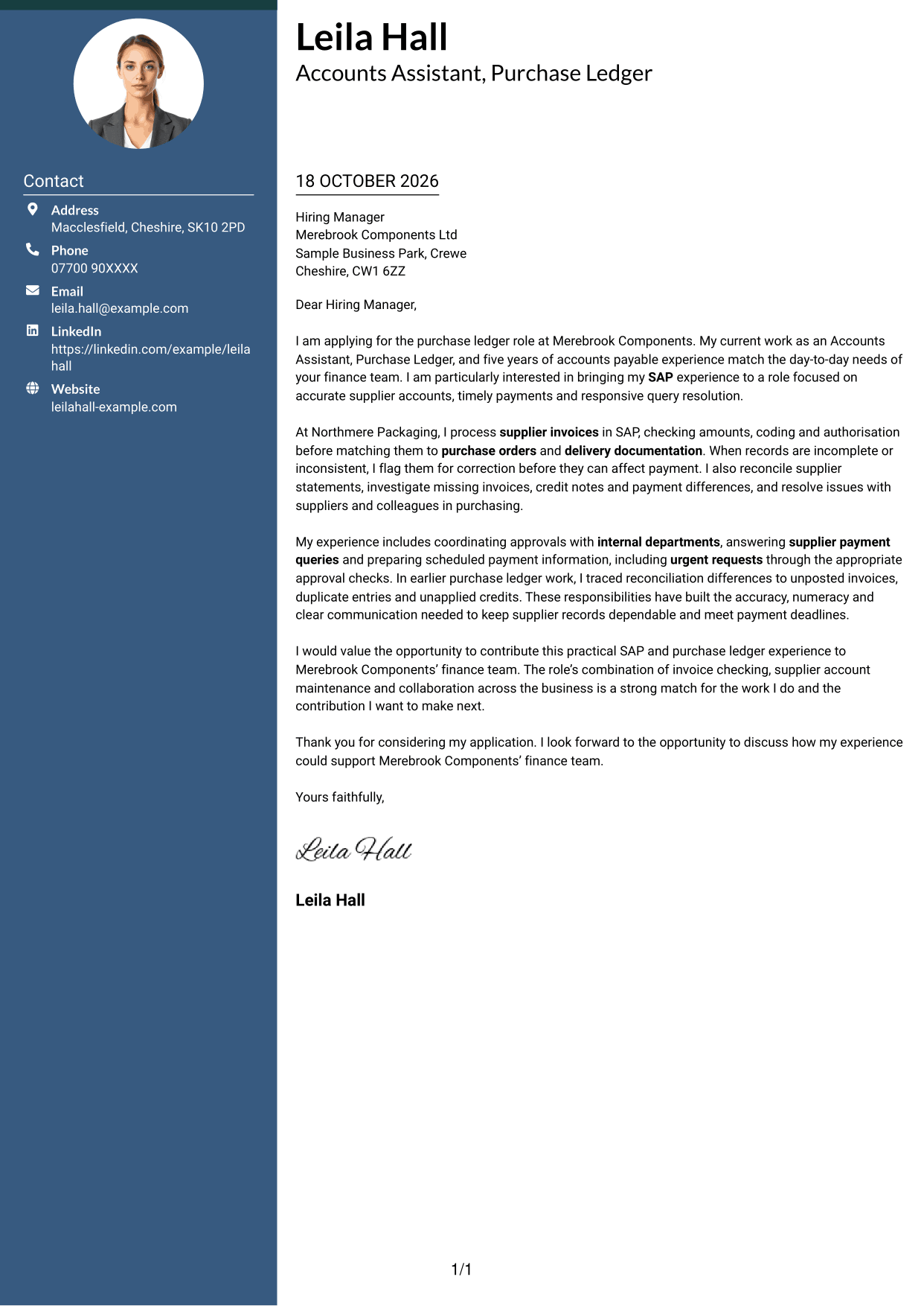 Cover letter example — page 1