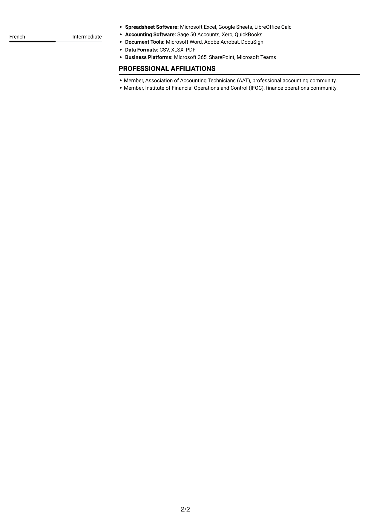 CV example — page 2