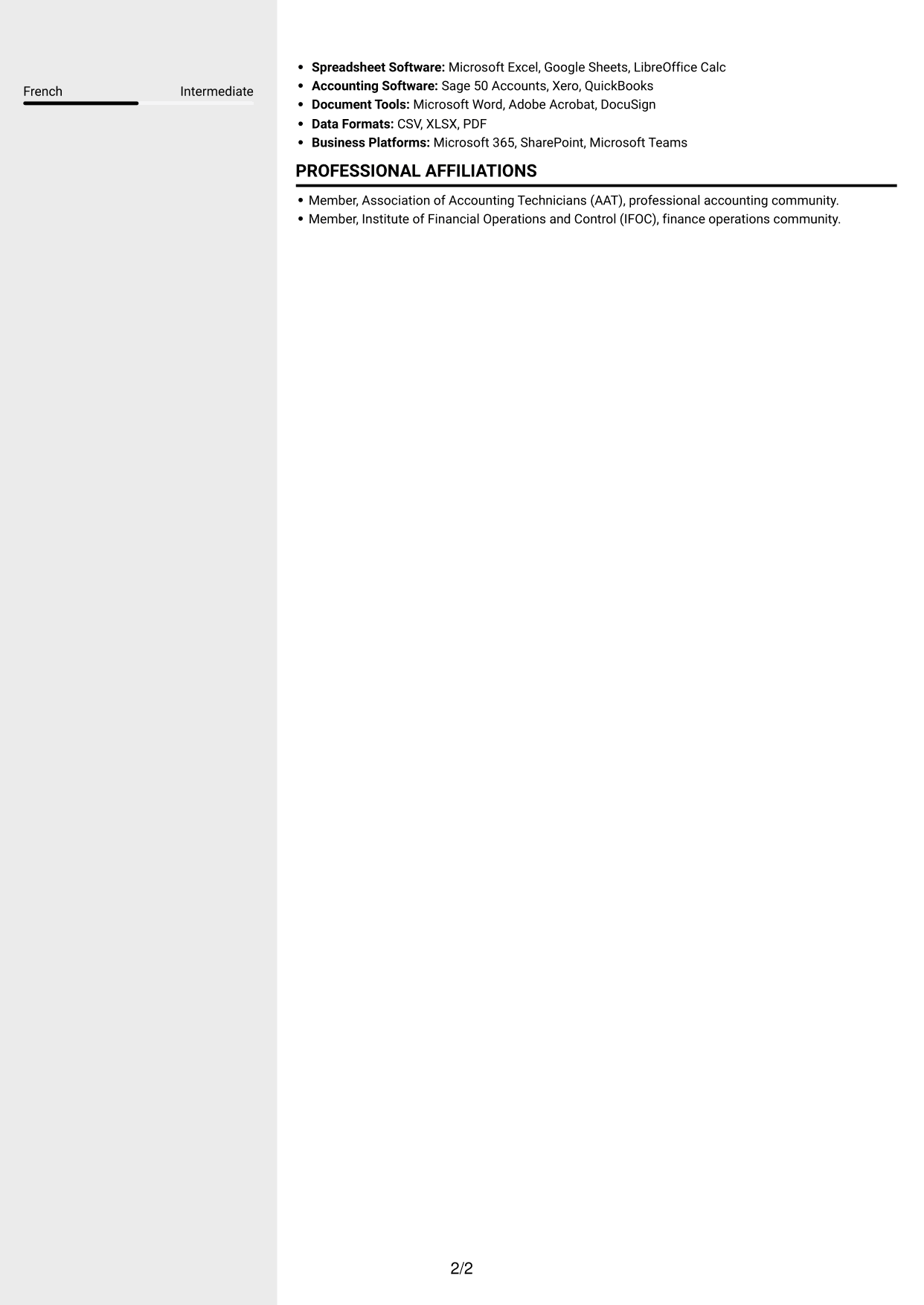 CV example — page 2