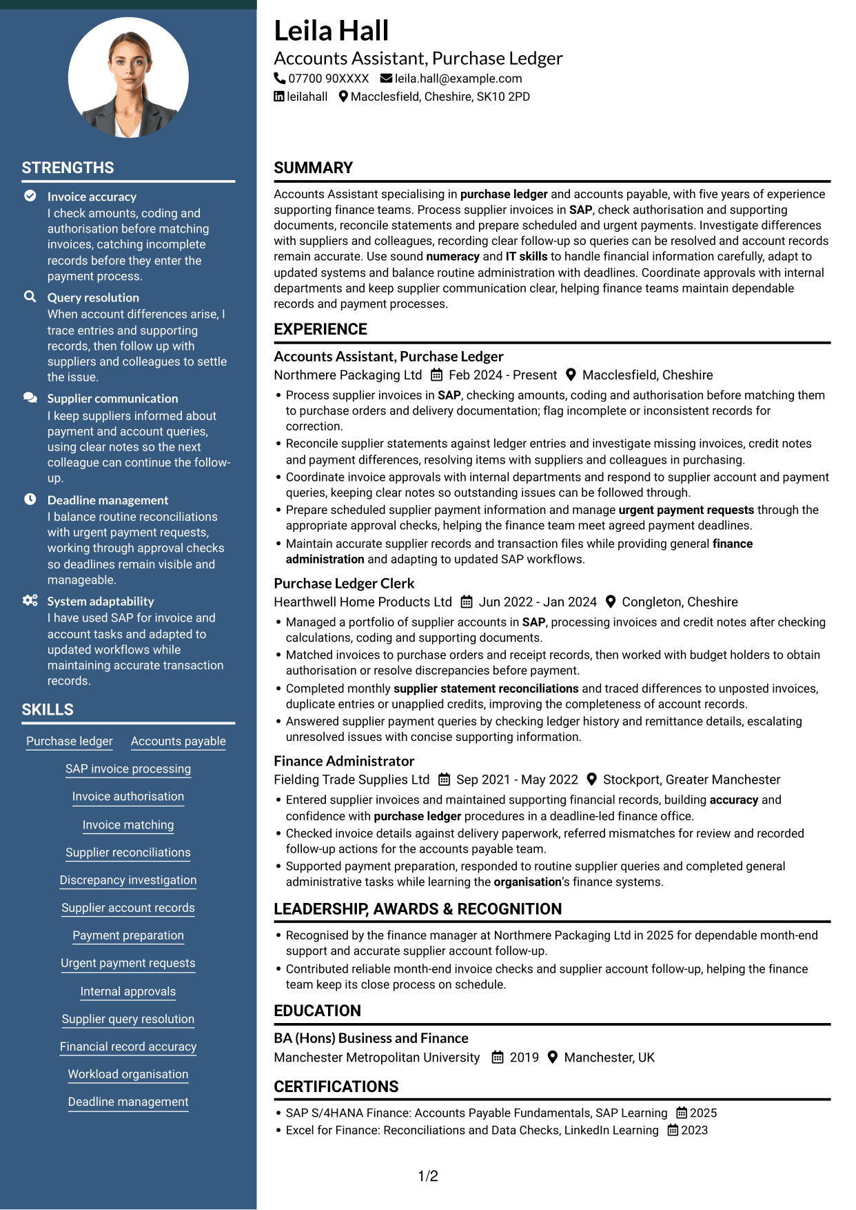 CV example — page 1