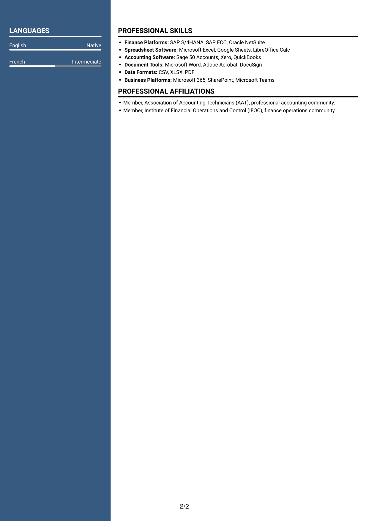 CV example — page 2