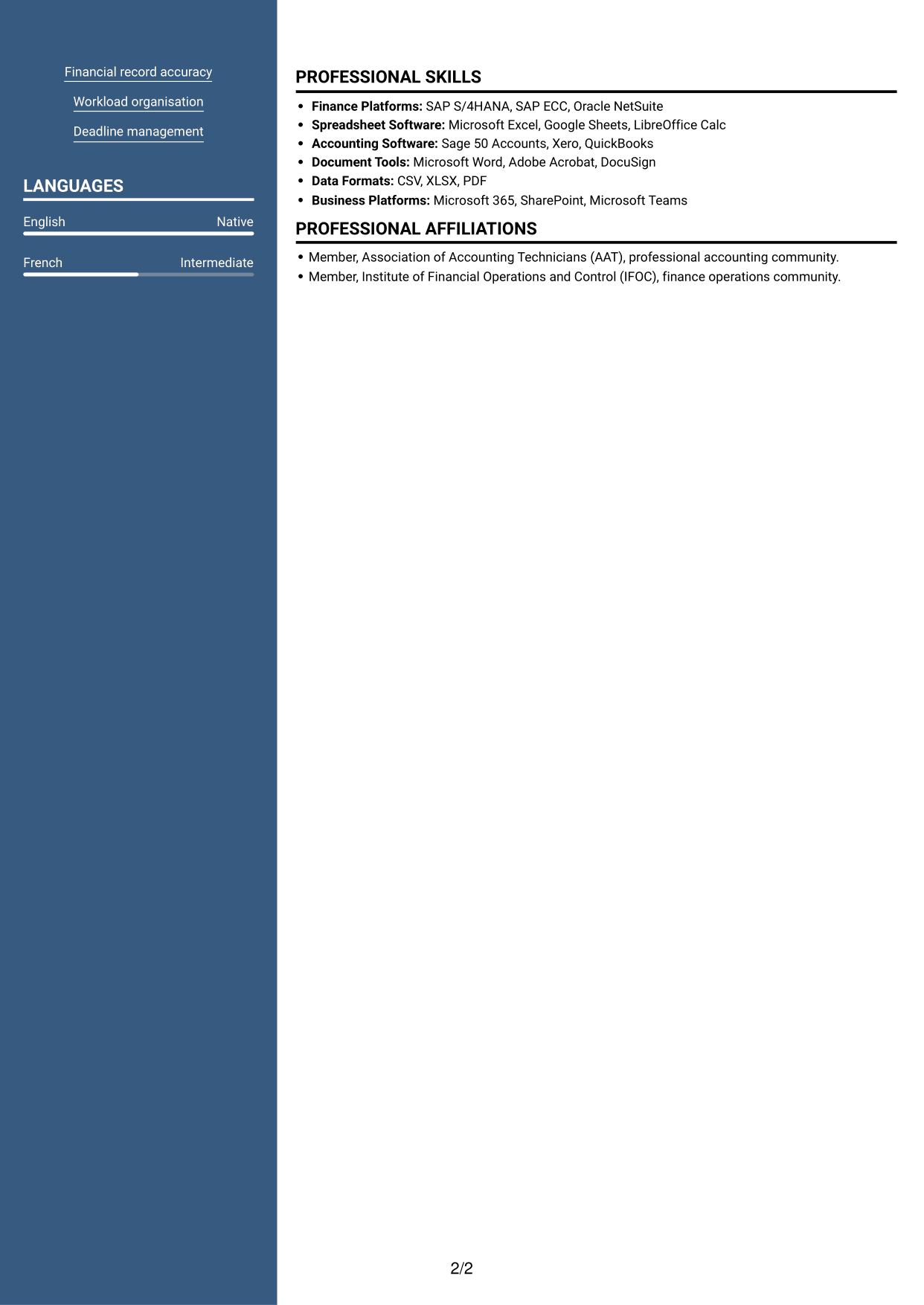 CV example — page 2