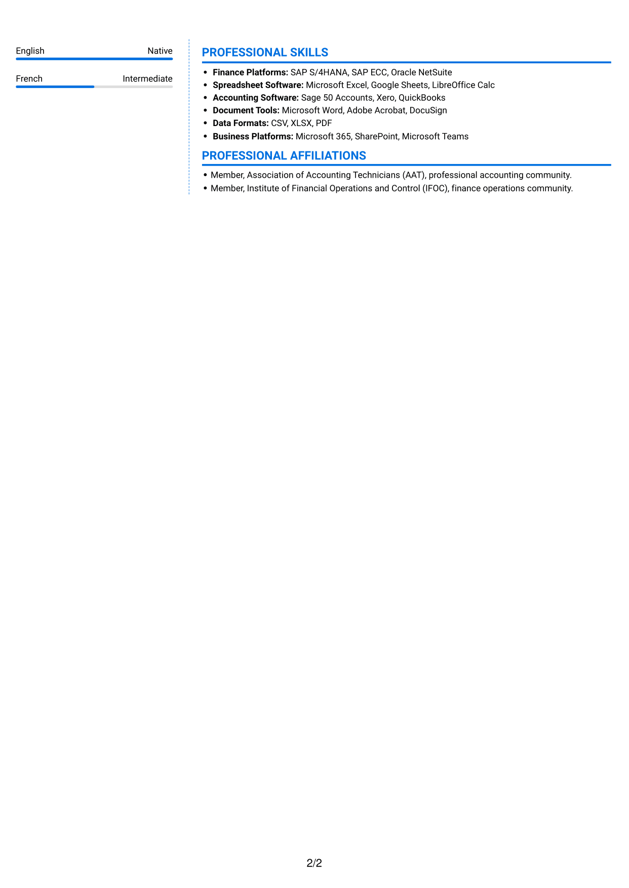 CV example — page 2