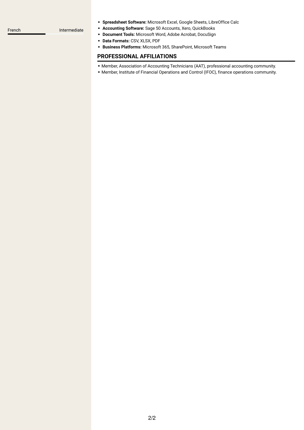 CV example — page 2