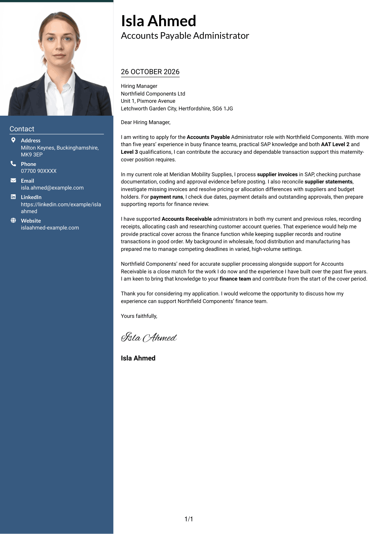 Cover letter example — page 1