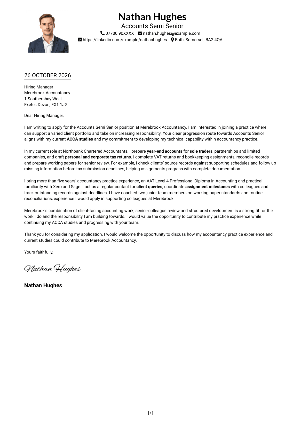 Cover letter example — page 1