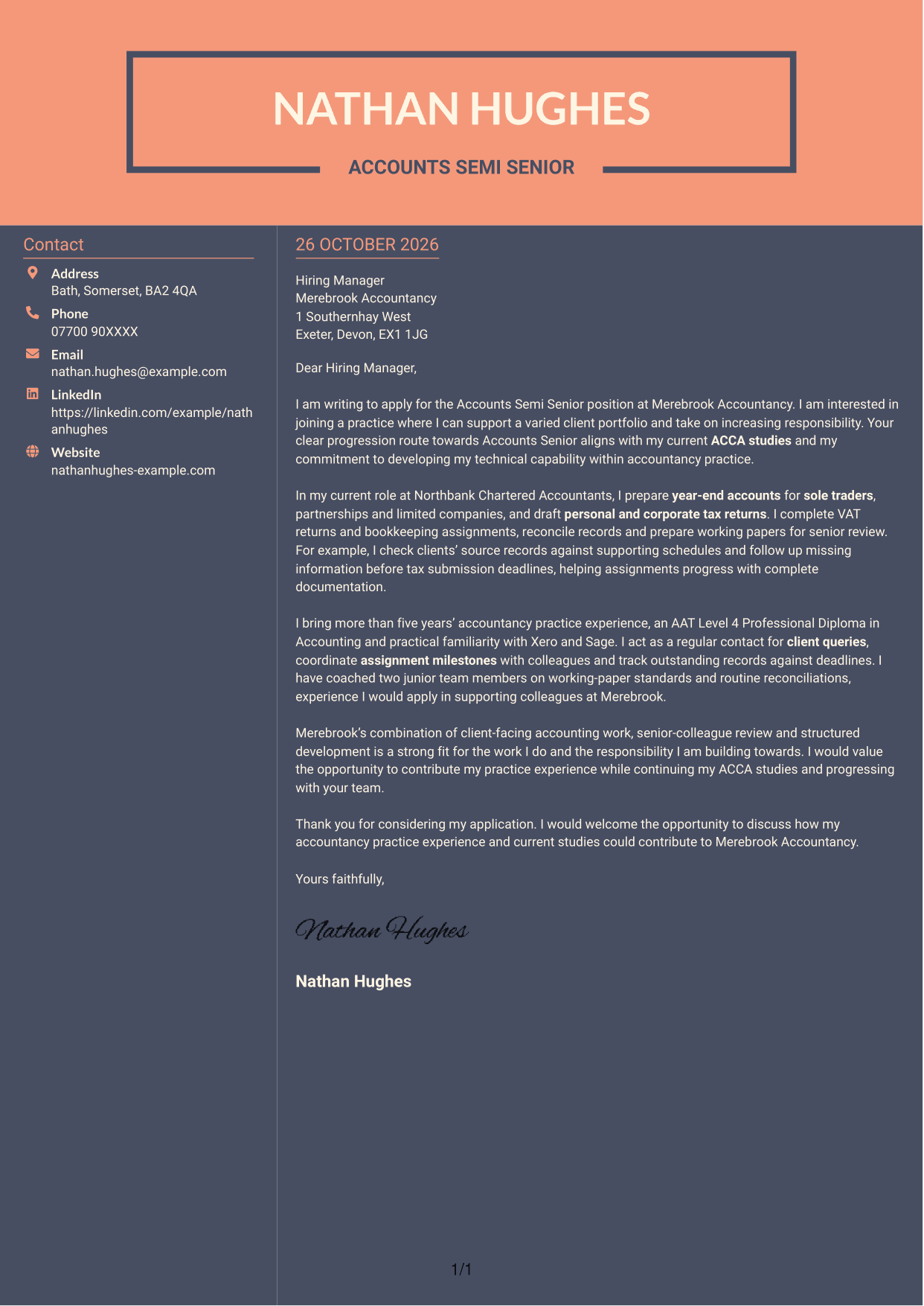 Cover letter example — page 1