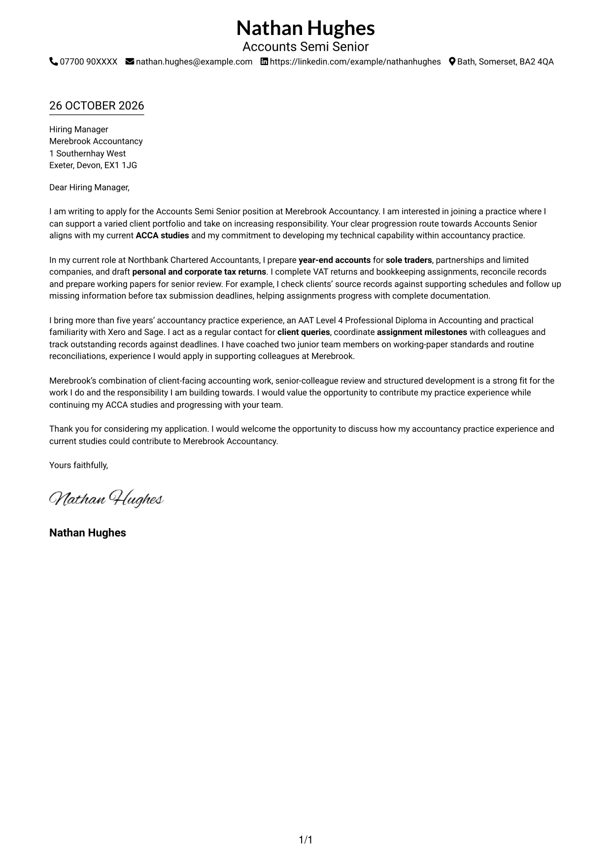 Cover letter example — page 1