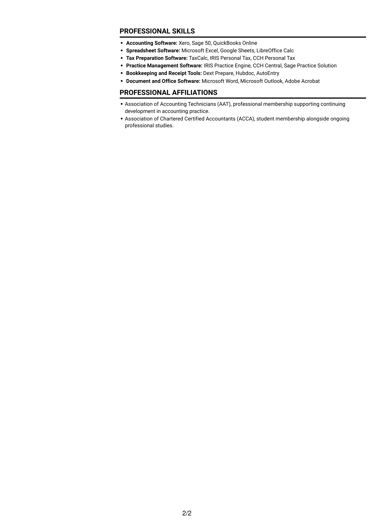 CV example — page 2