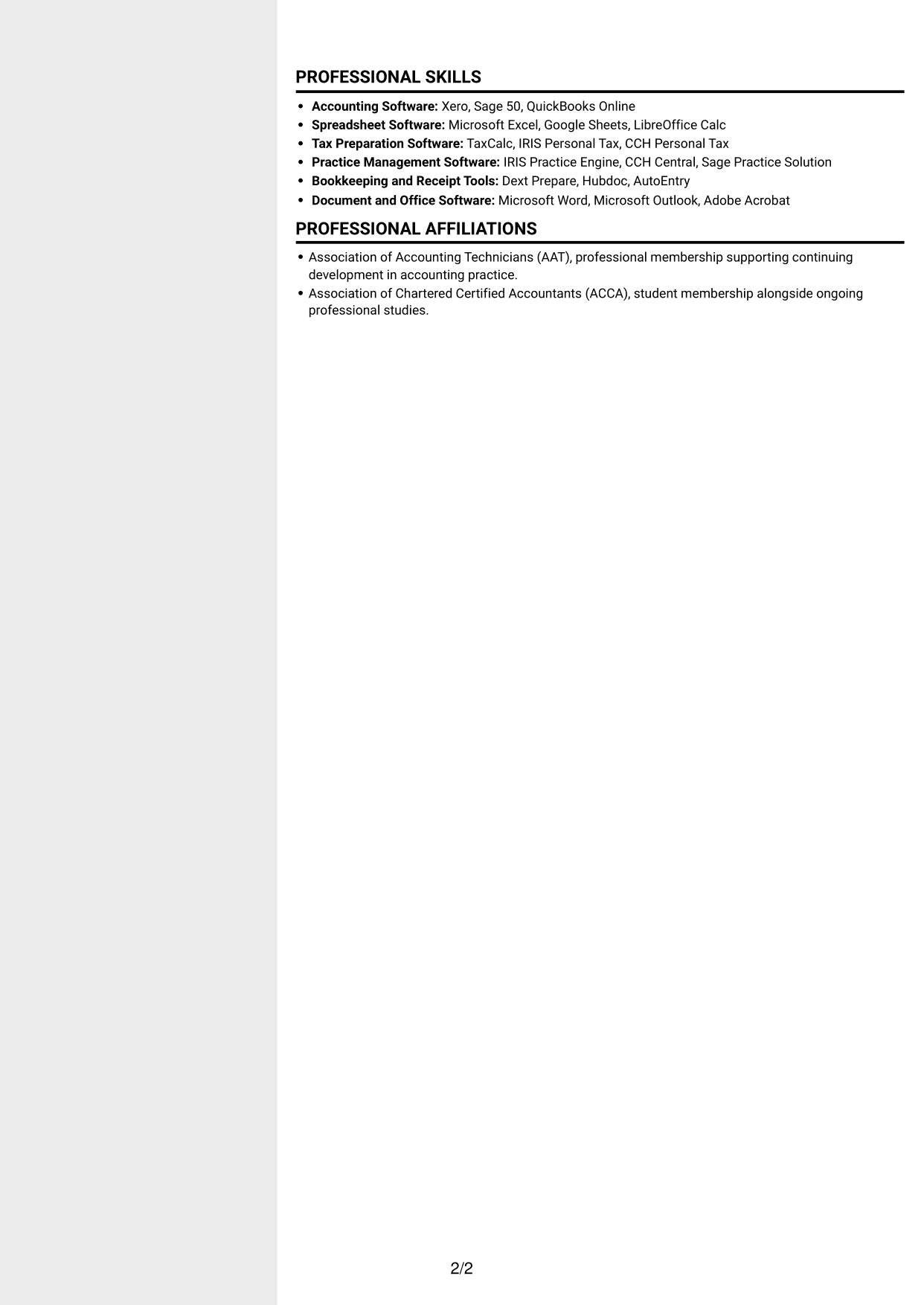 CV example — page 2