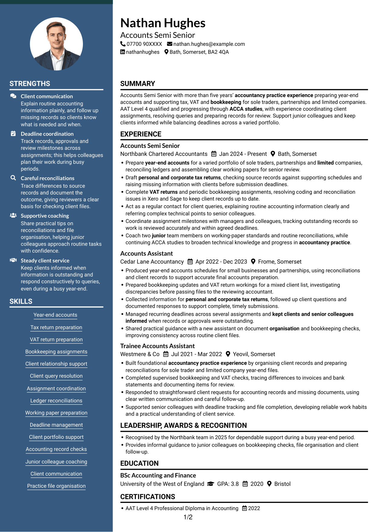 CV example — page 1