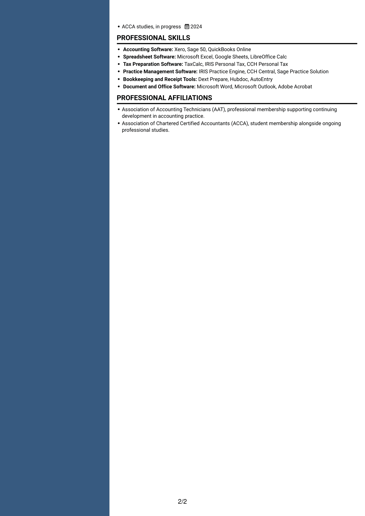 CV example — page 2