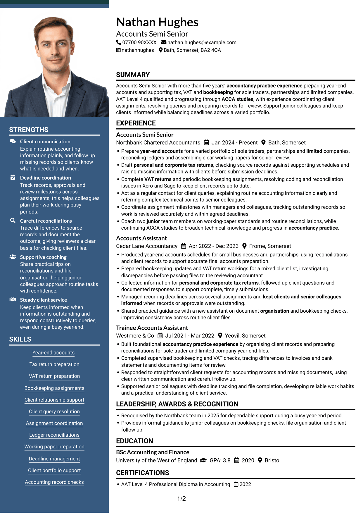 CV example — page 1