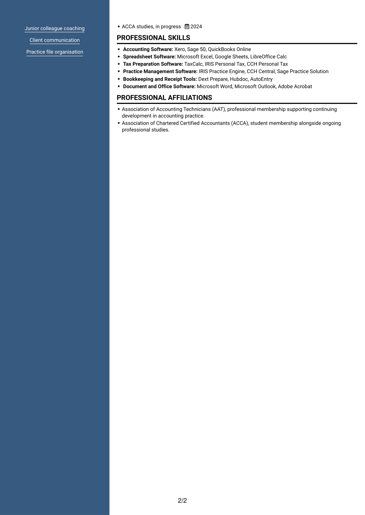CV example — page 2