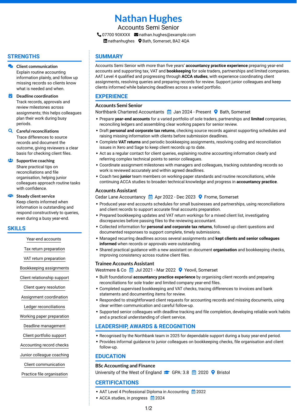 CV example — page 1