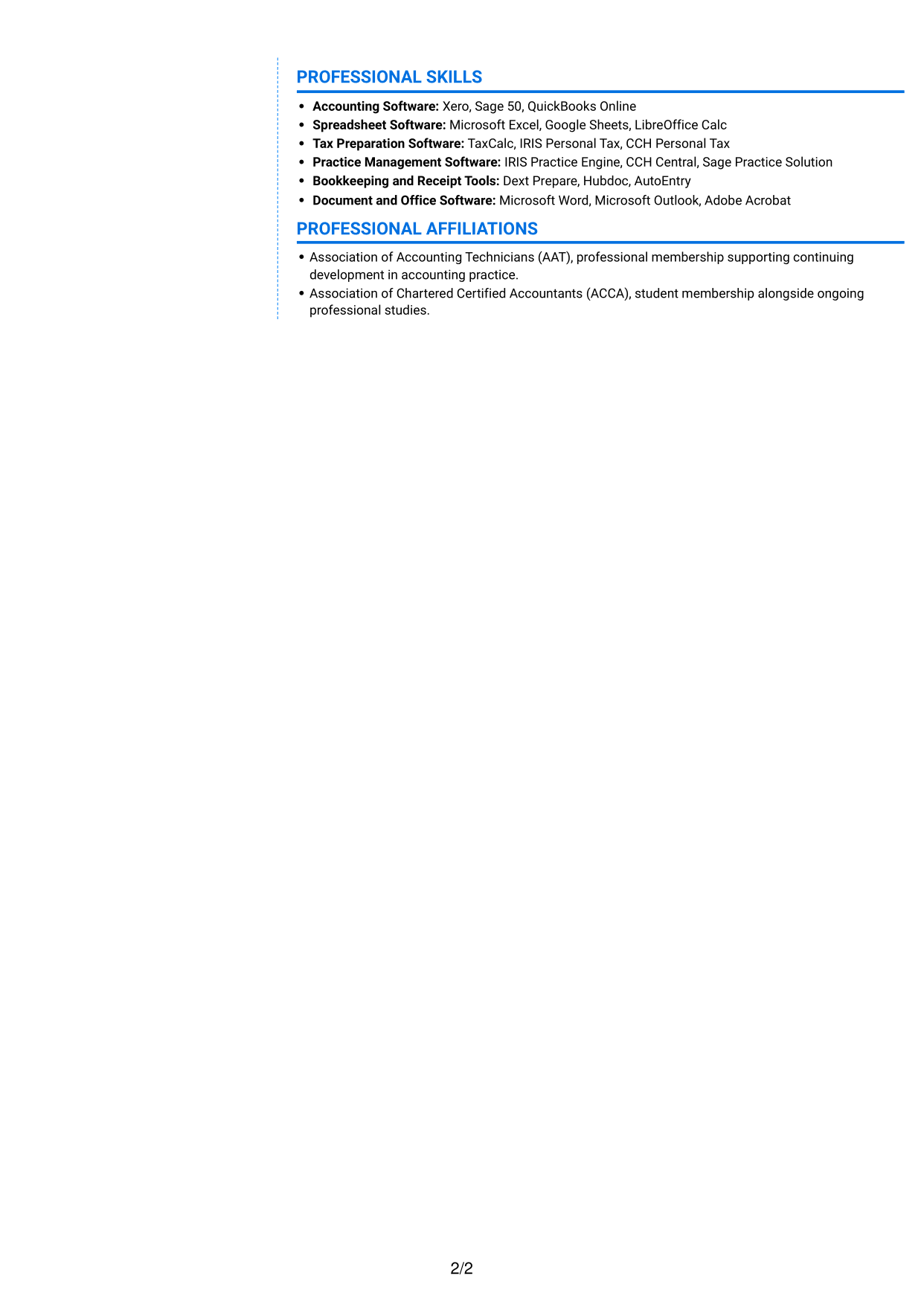 CV example — page 2