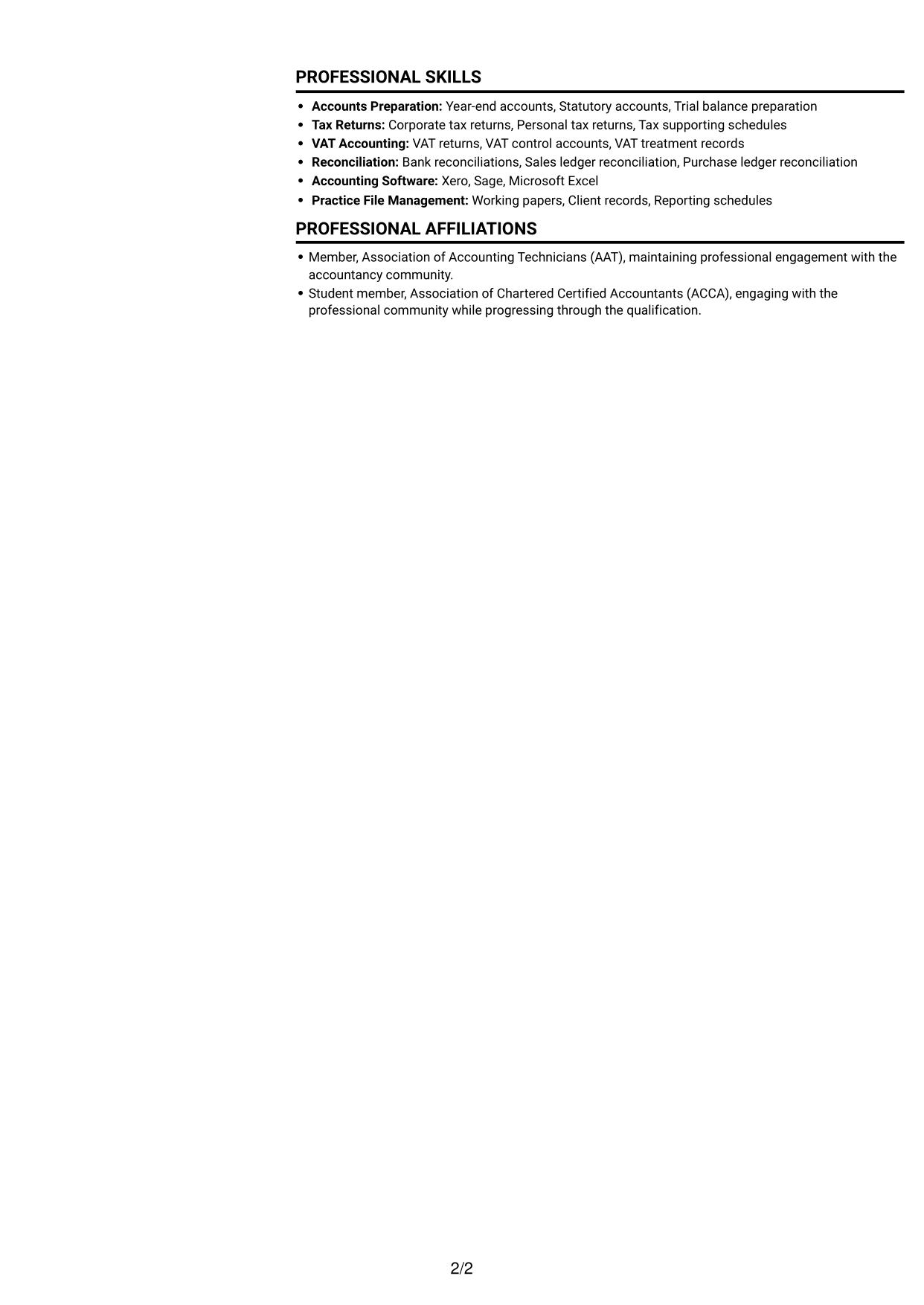 CV example — page 2