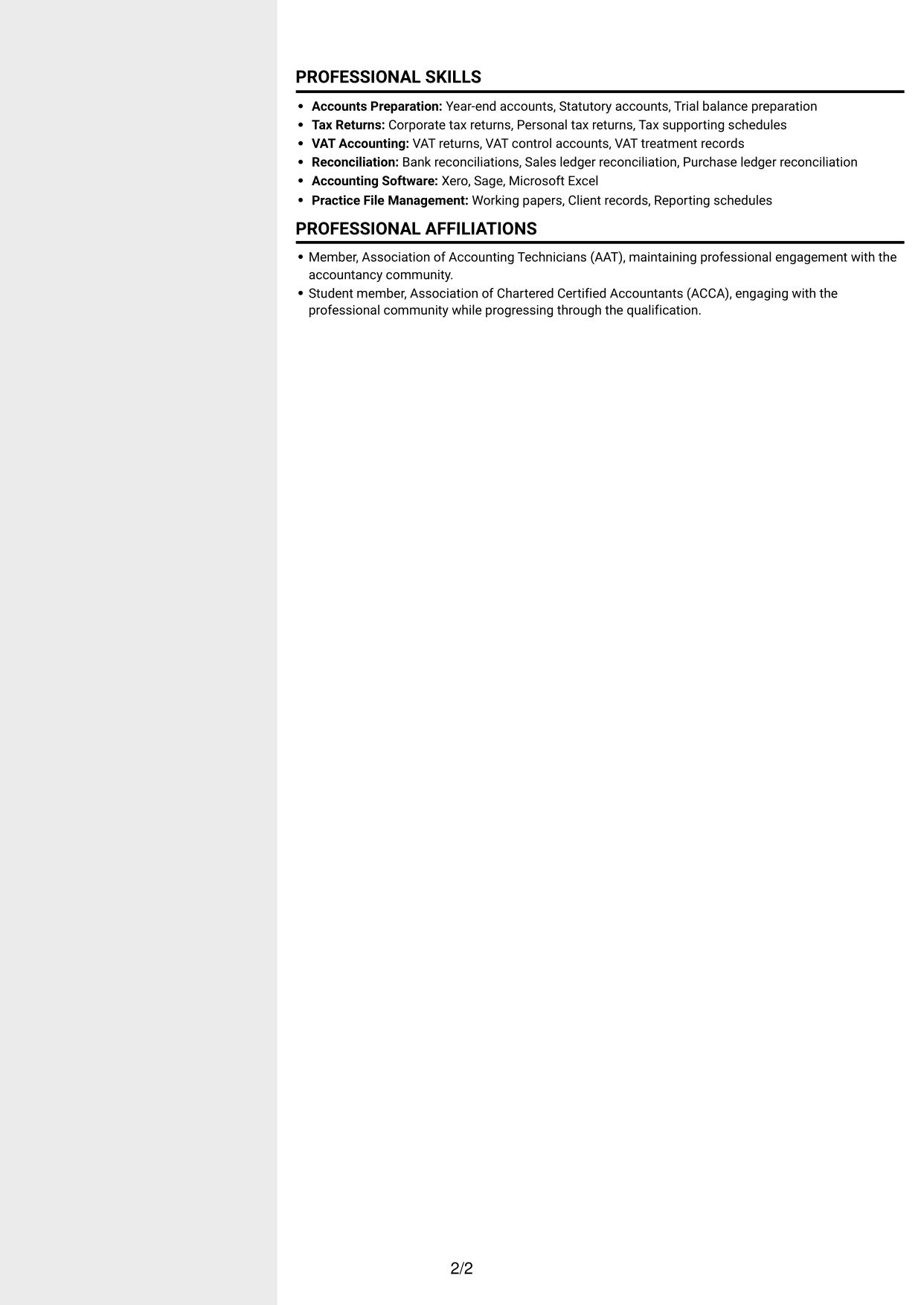 CV example — page 2