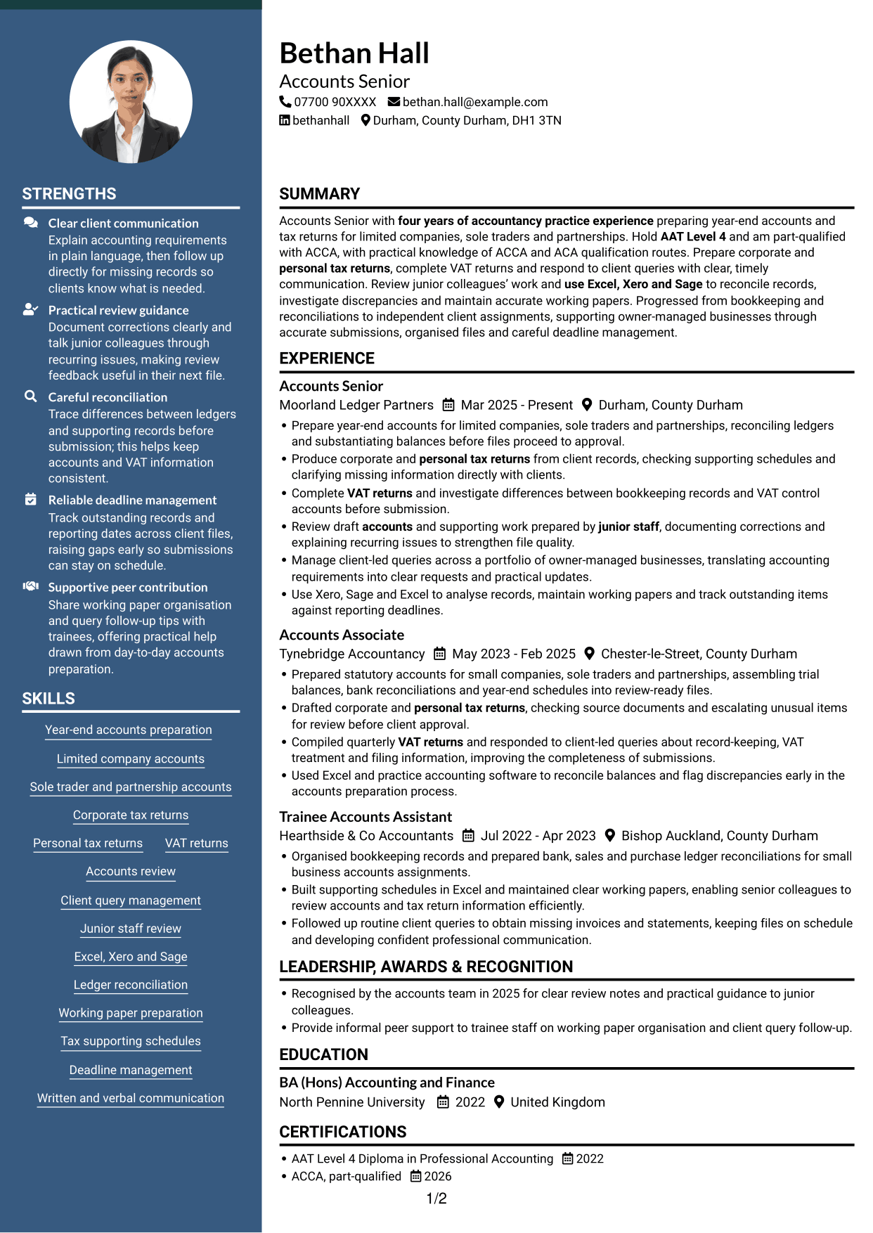 CV example — page 1