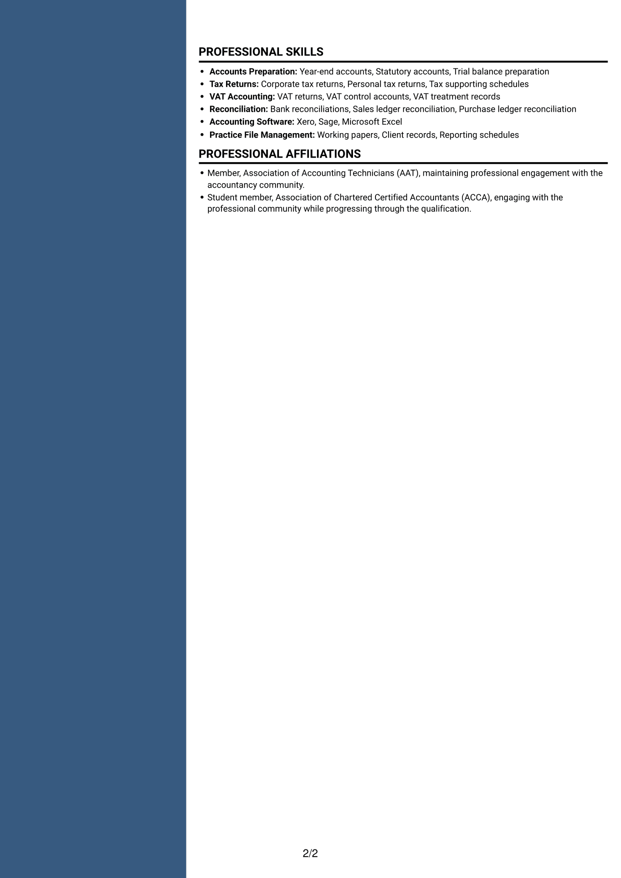 CV example — page 2
