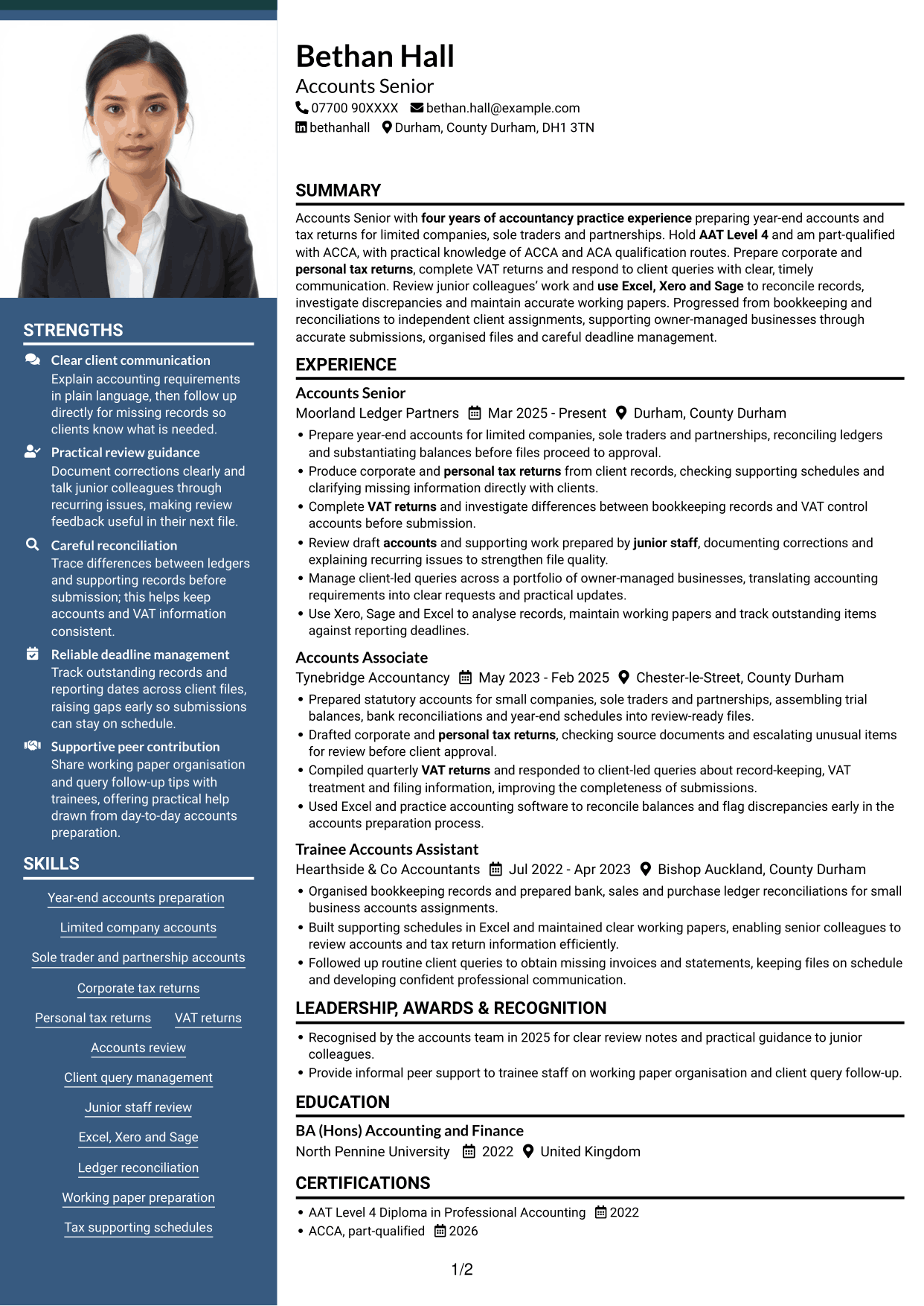 CV example — page 1