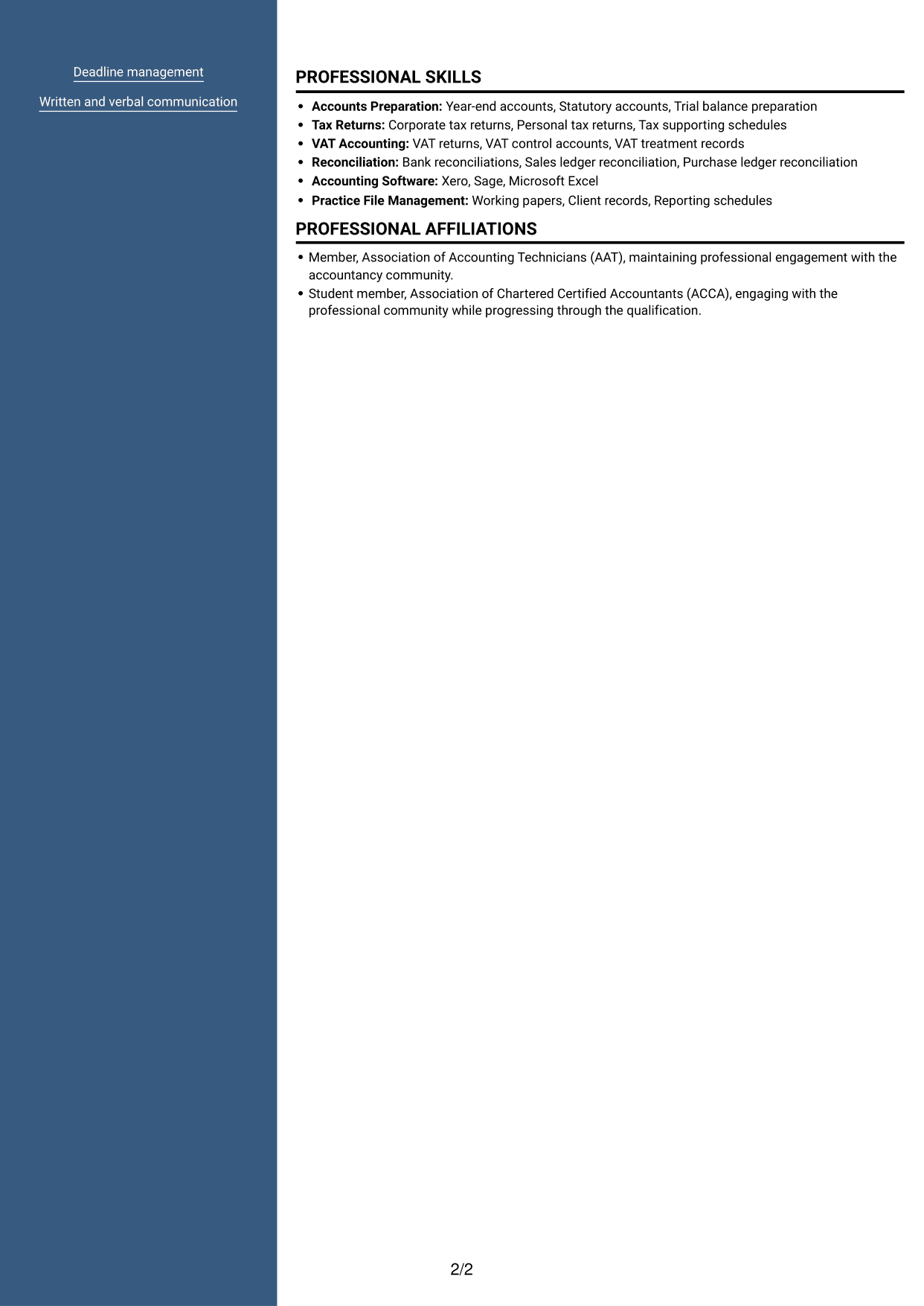 CV example — page 2