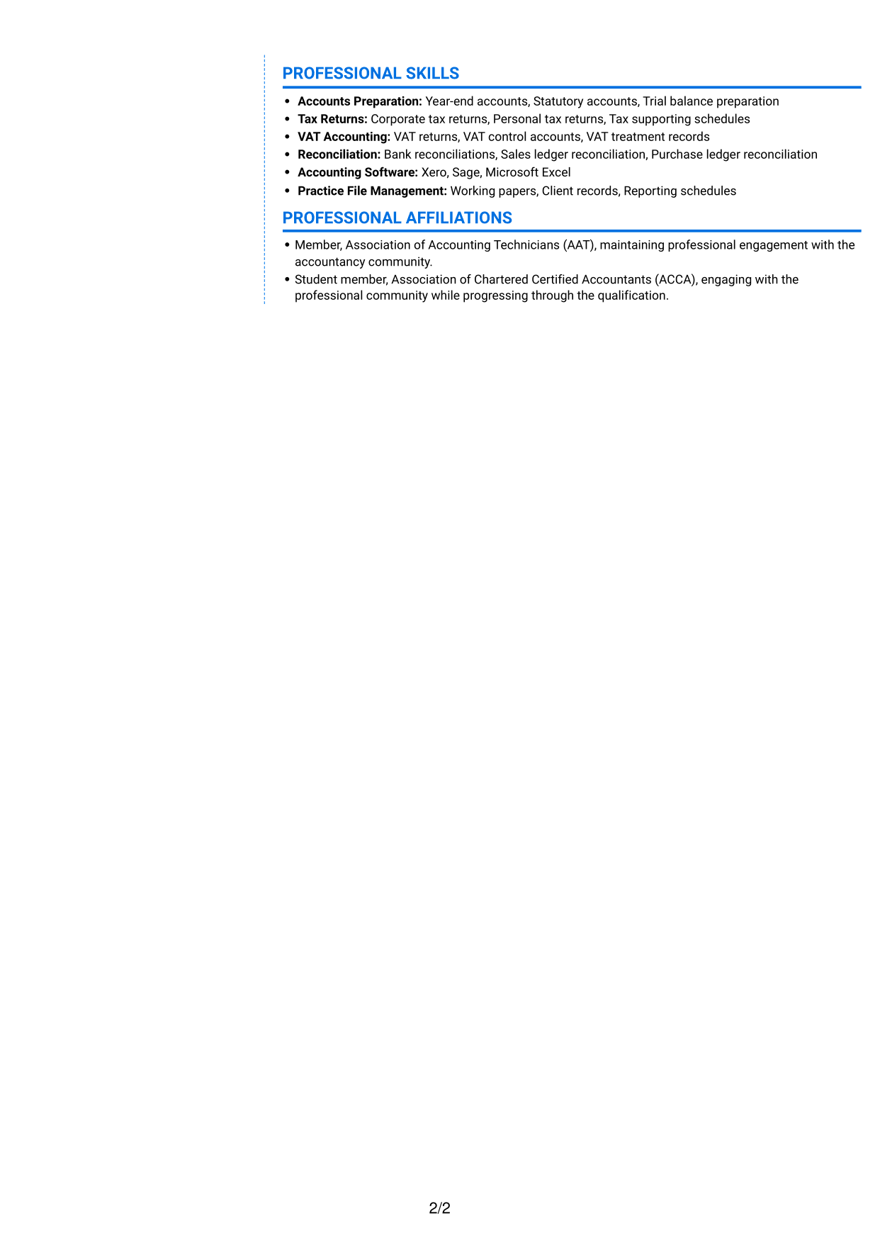 CV example — page 2
