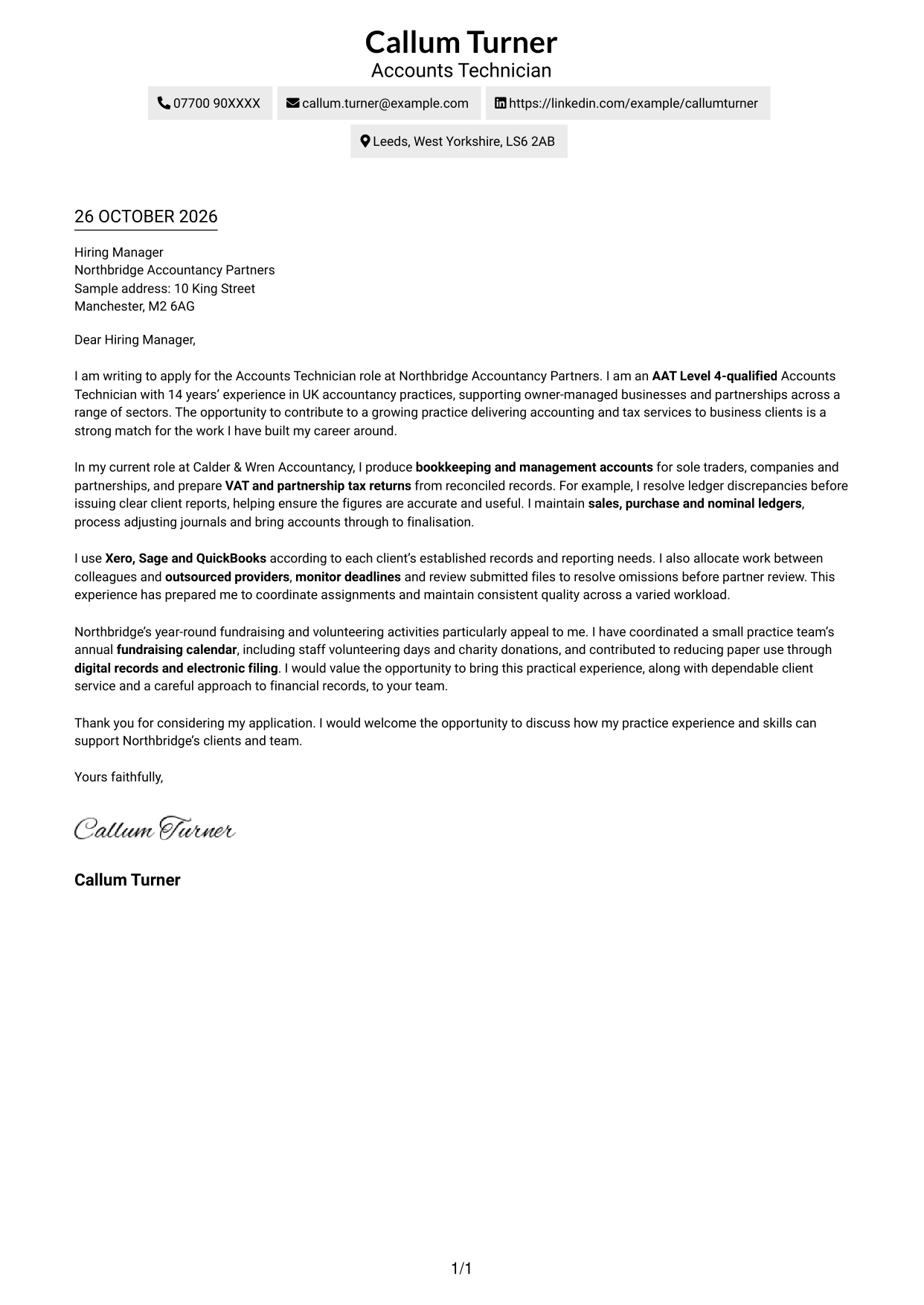 Cover letter example — page 1