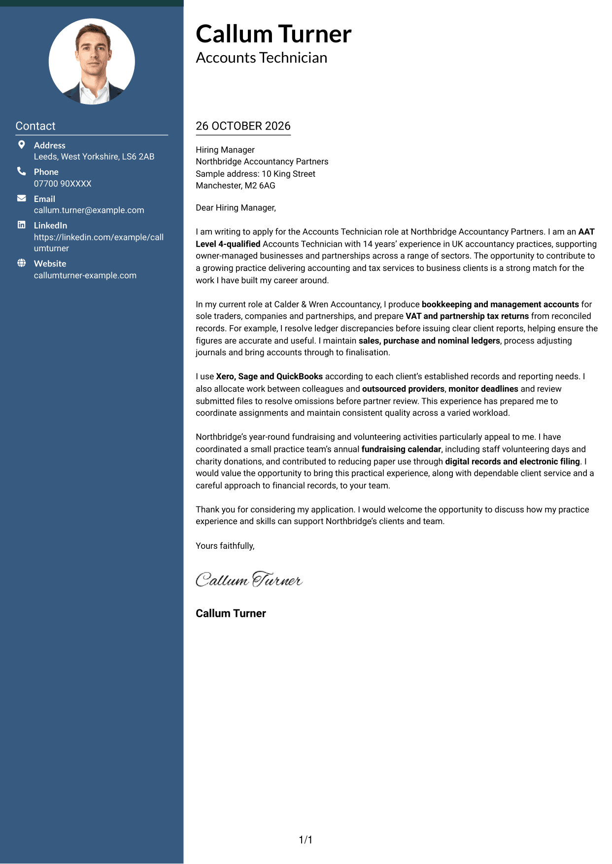 Cover letter example — page 1