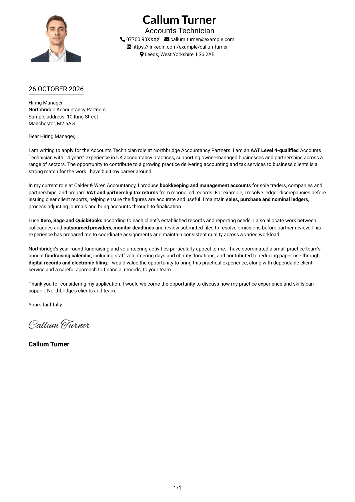 Cover letter example — page 1