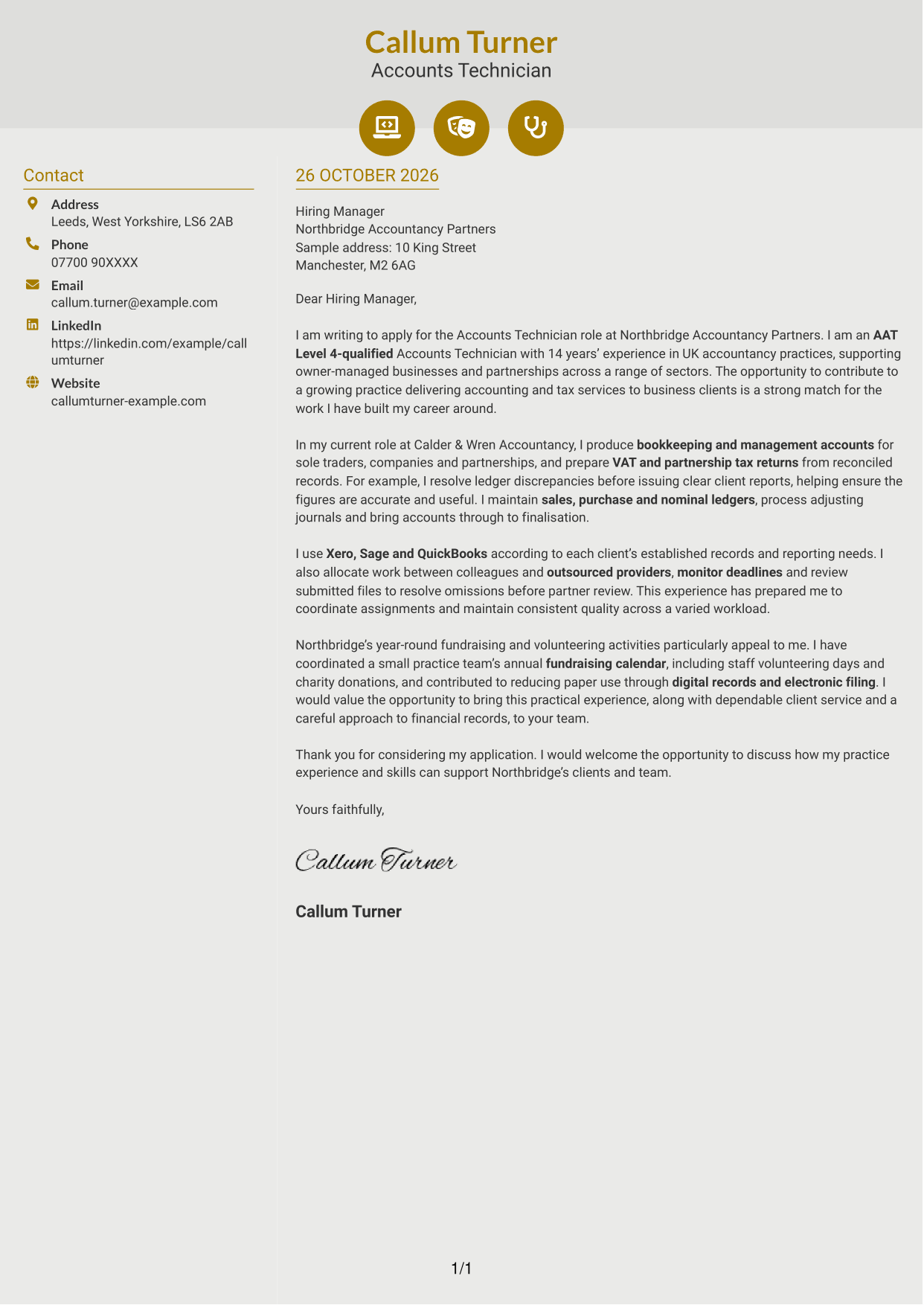 Cover letter example — page 1