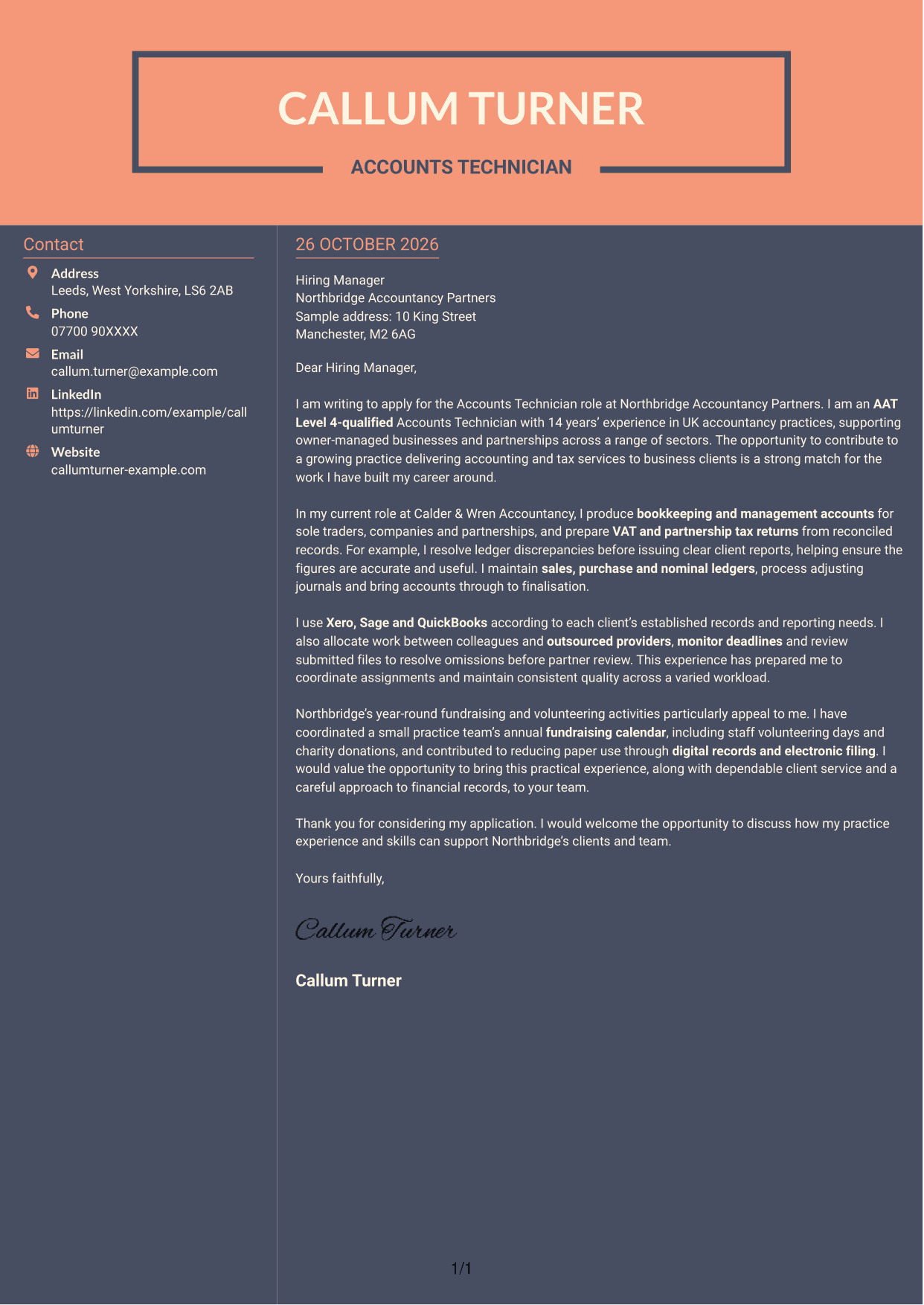 Cover letter example — page 1