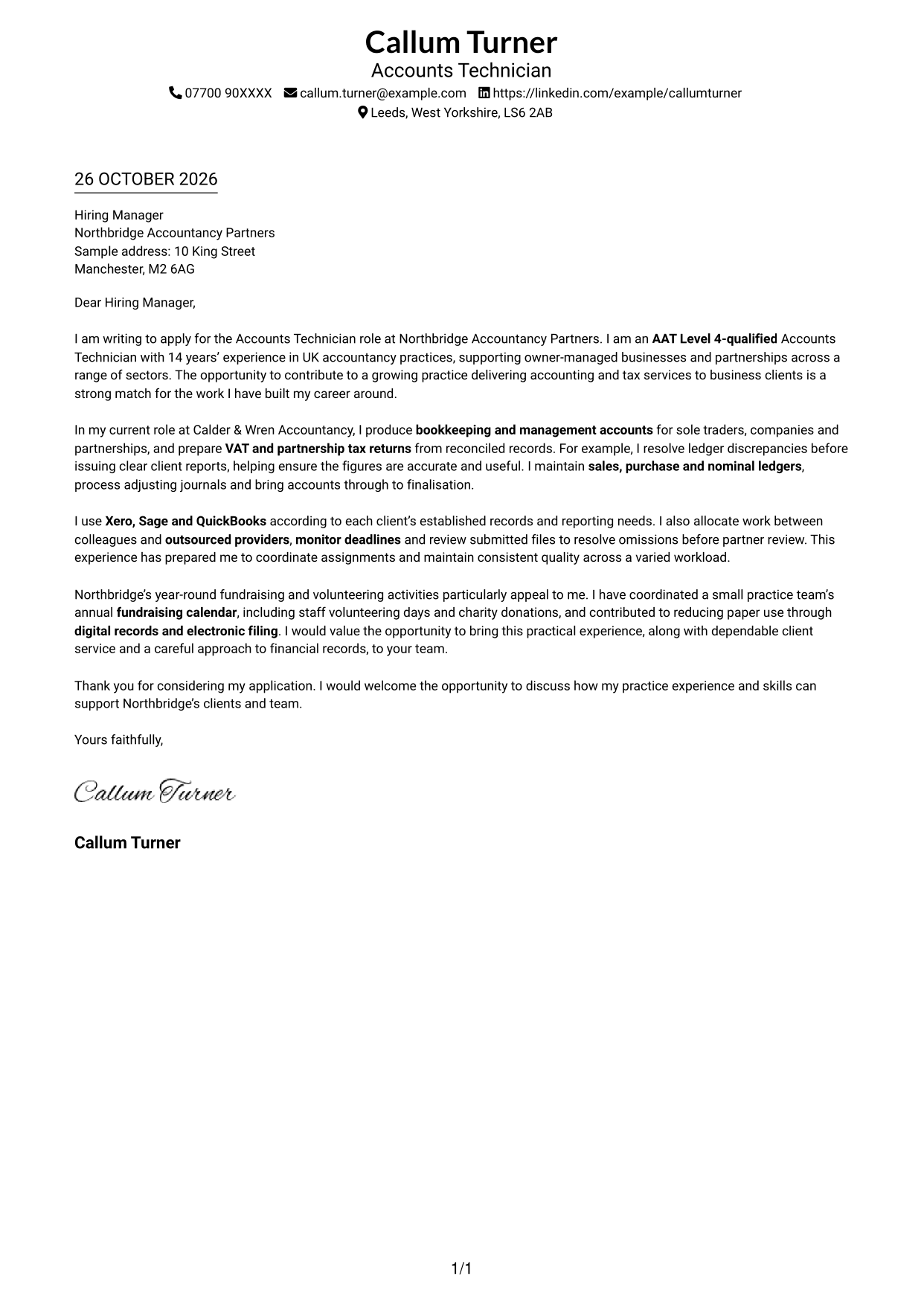 Cover letter example — page 1