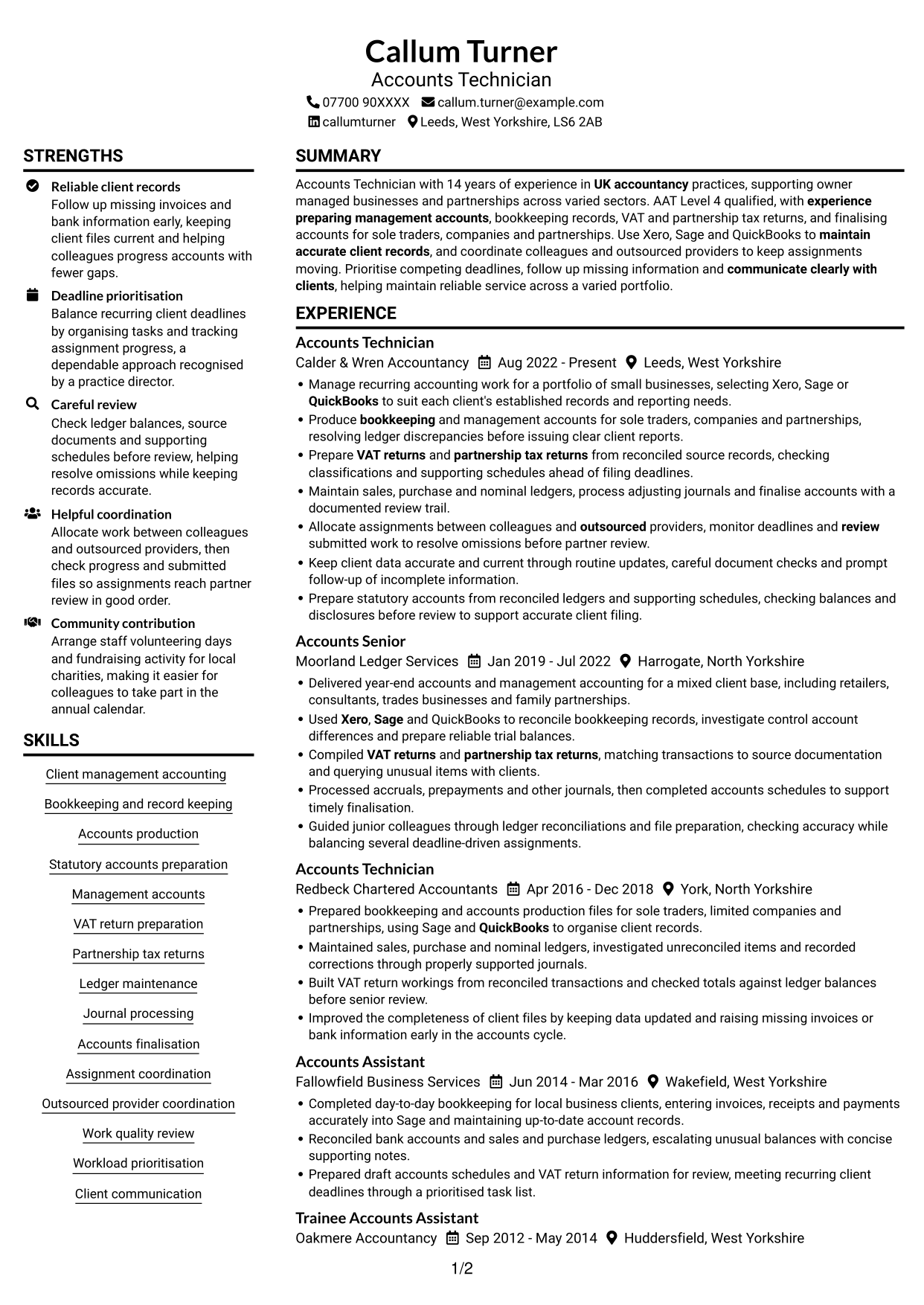 CV example — page 1
