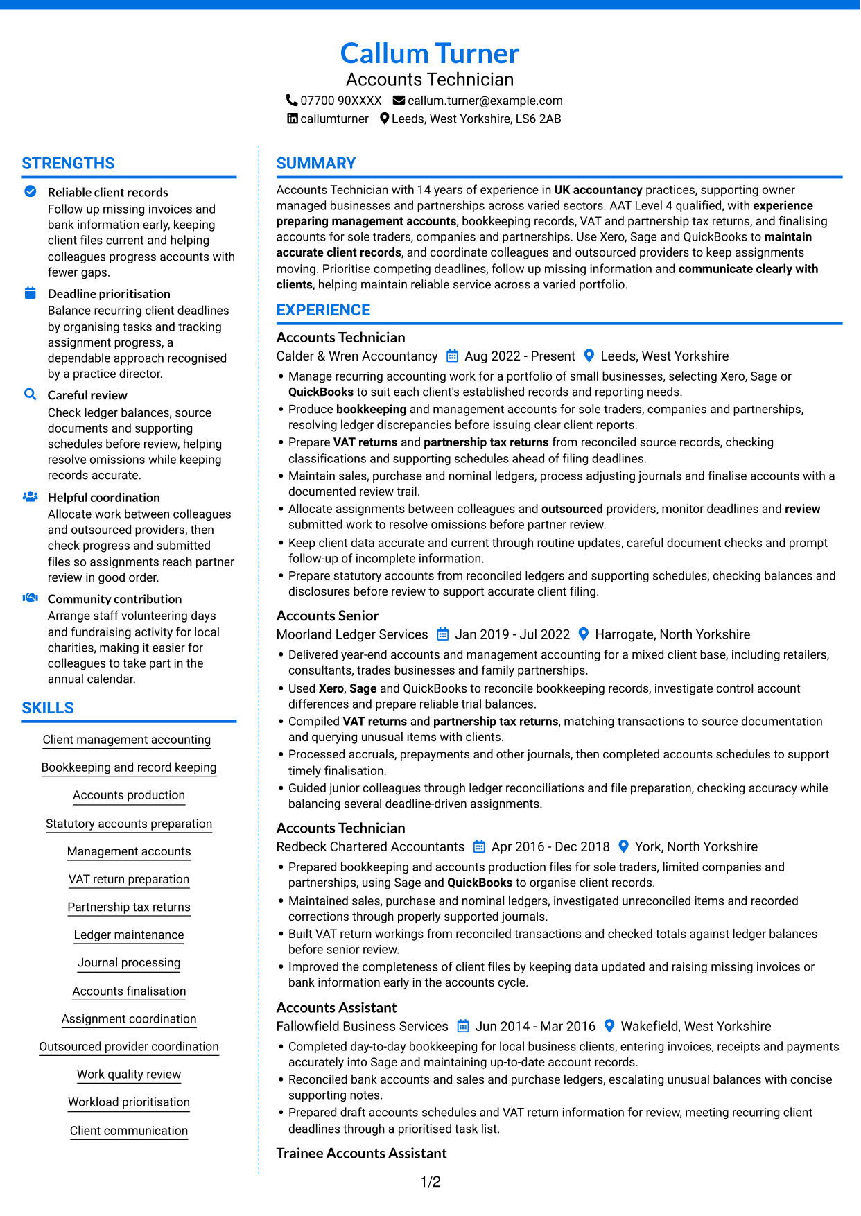 CV example — page 1