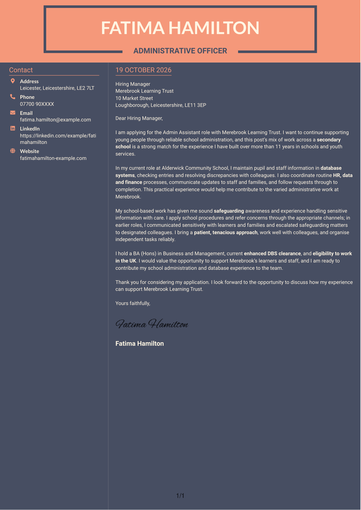 Cover letter example — page 1