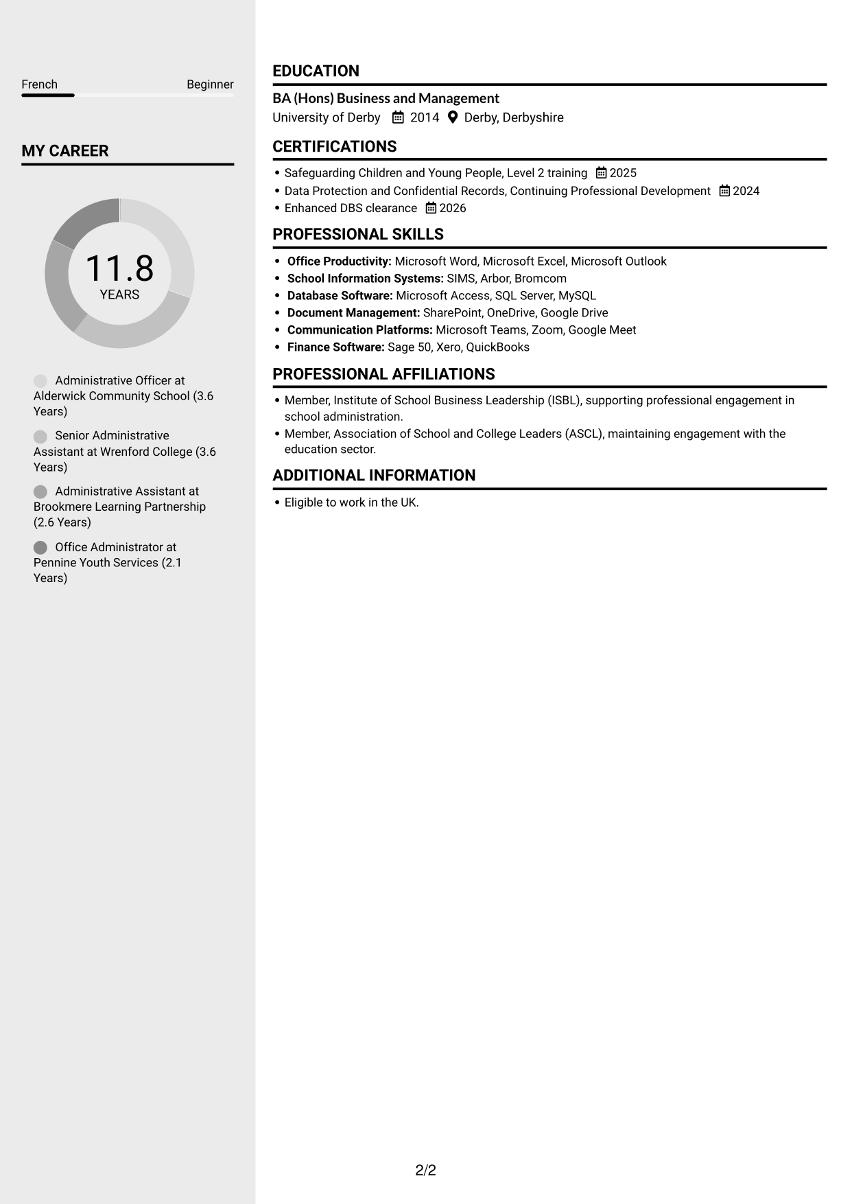 CV example — page 2
