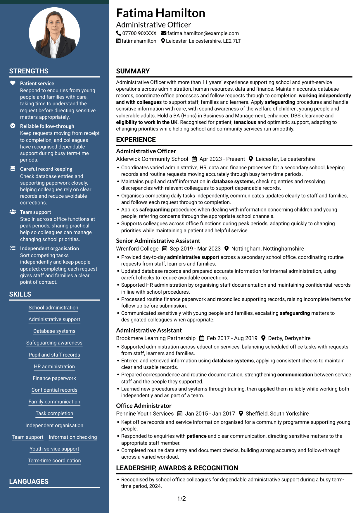 CV example — page 1