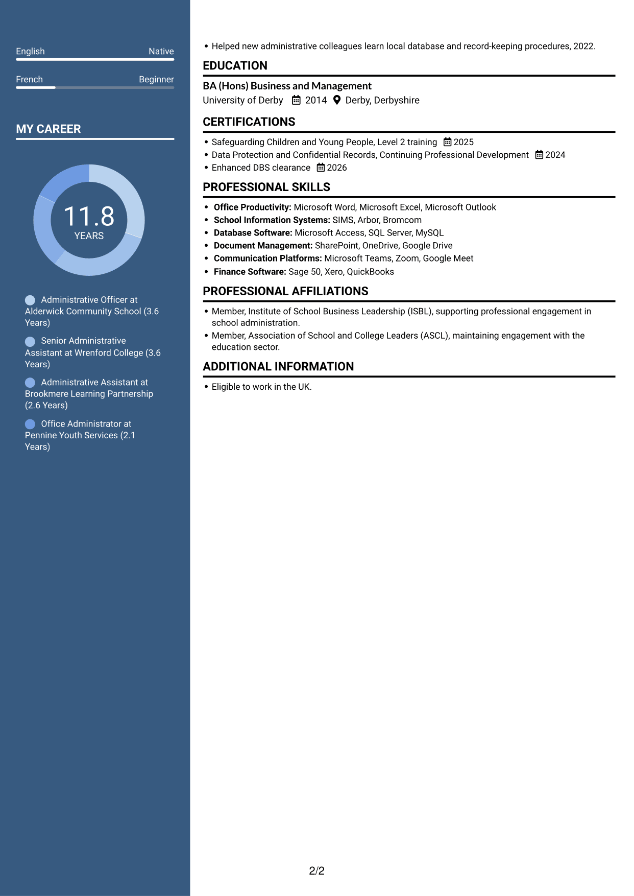 CV example — page 2