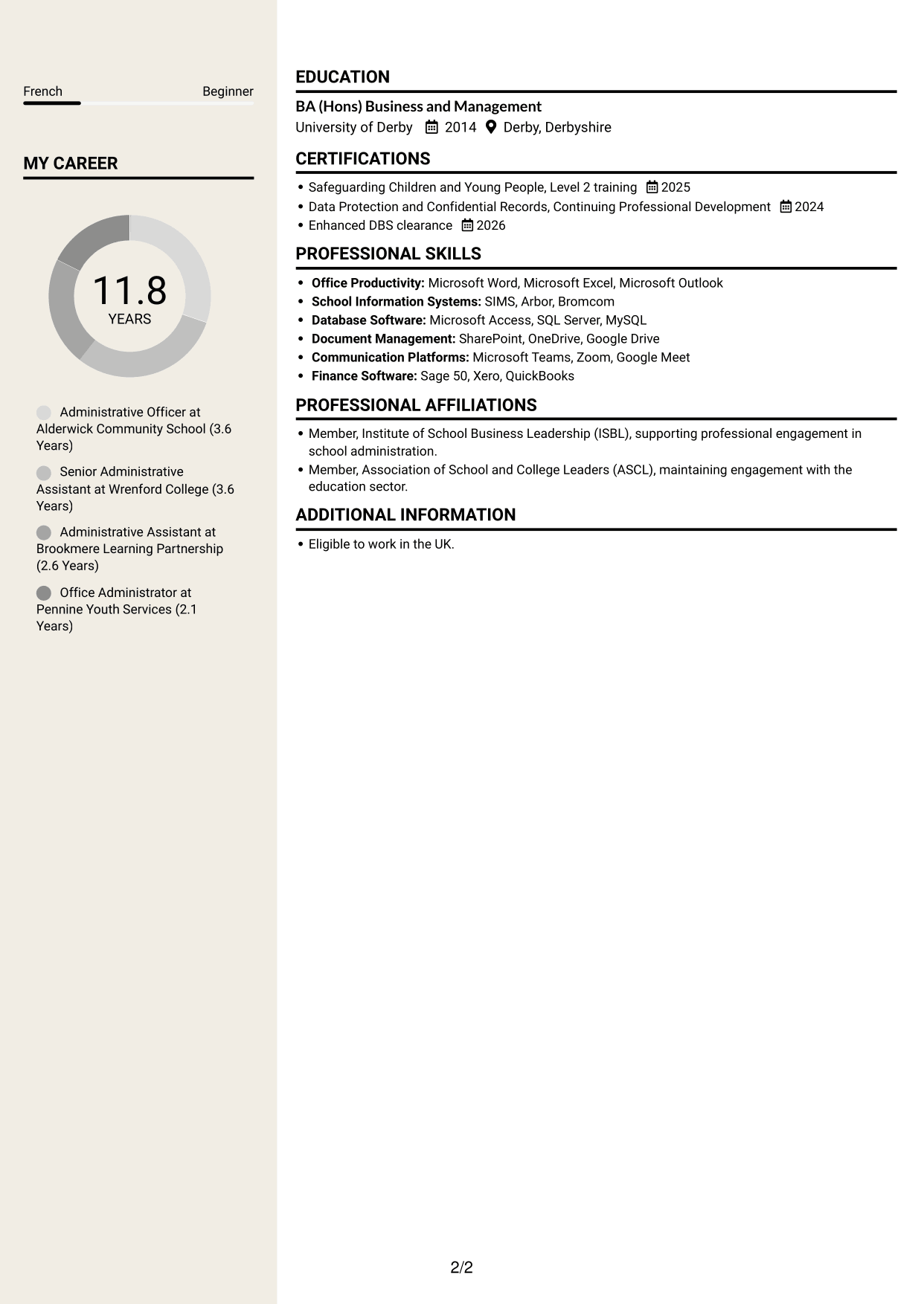 CV example — page 2