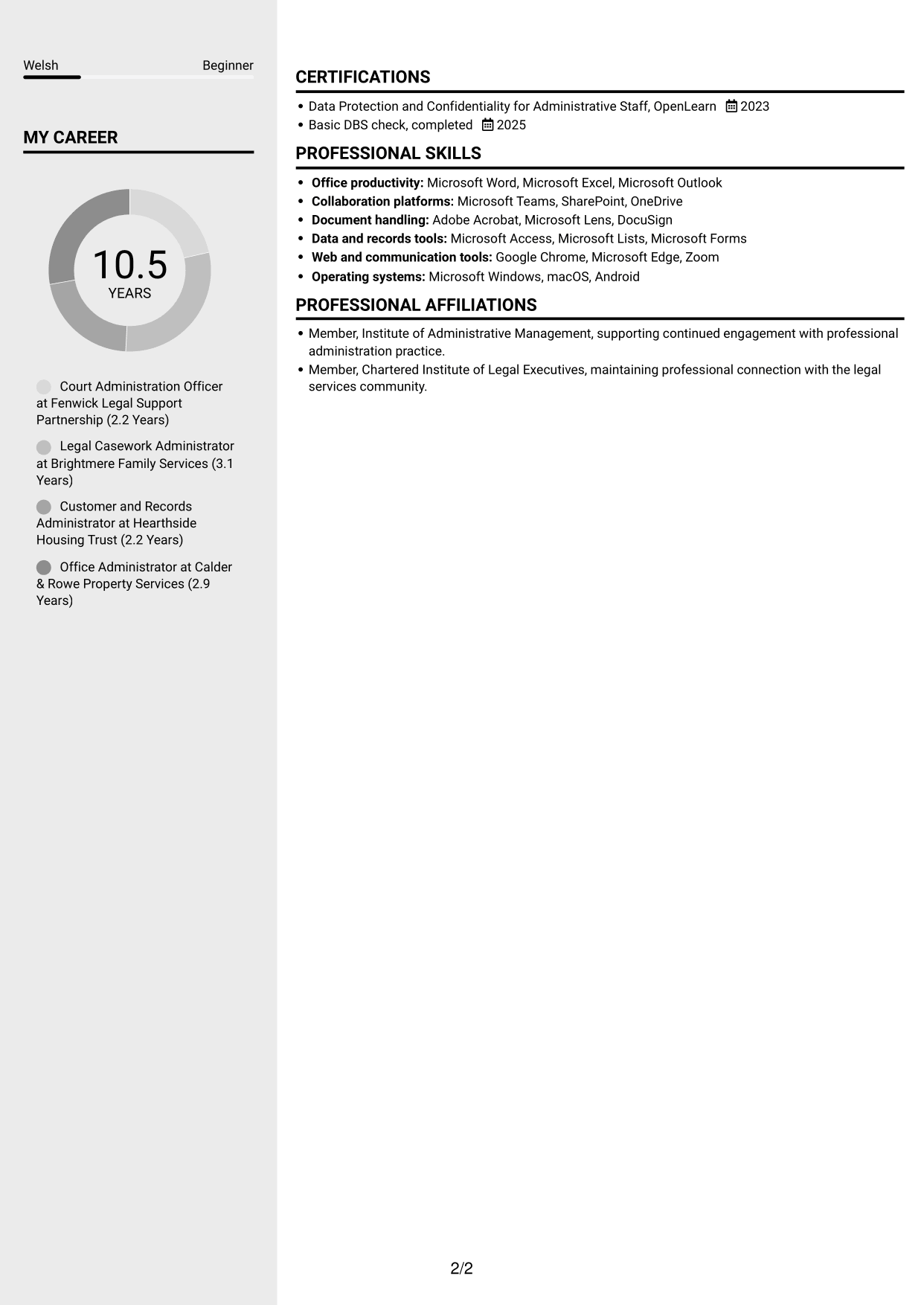 CV example — page 2