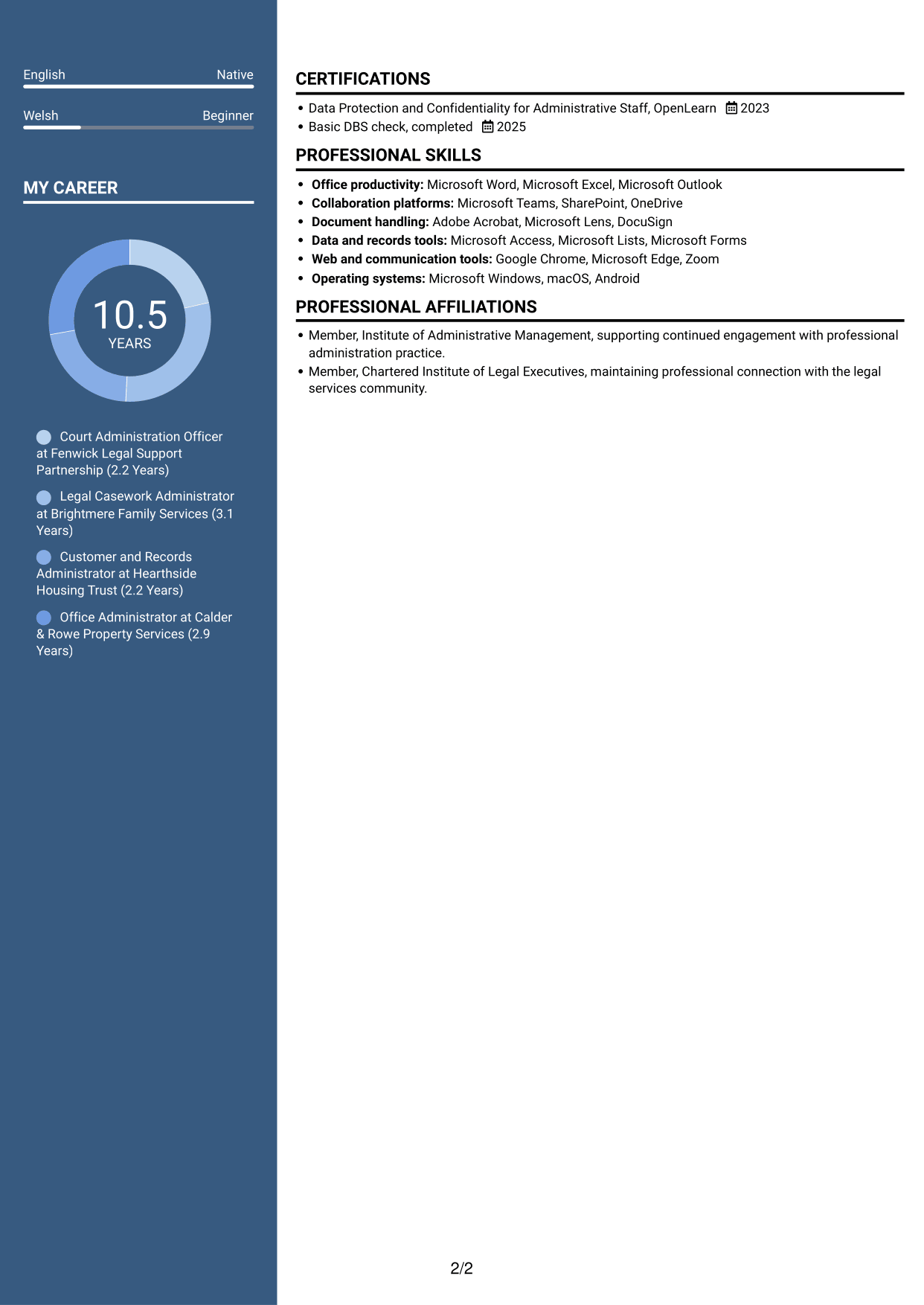 CV example — page 2