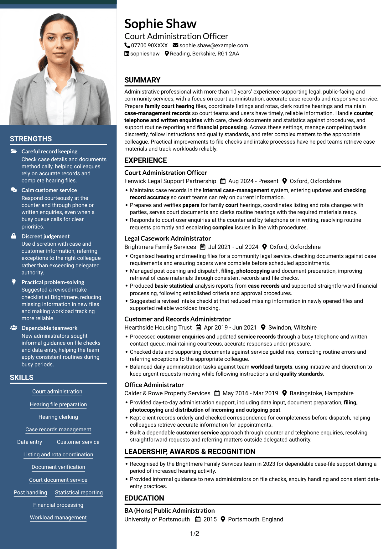 CV example — page 1
